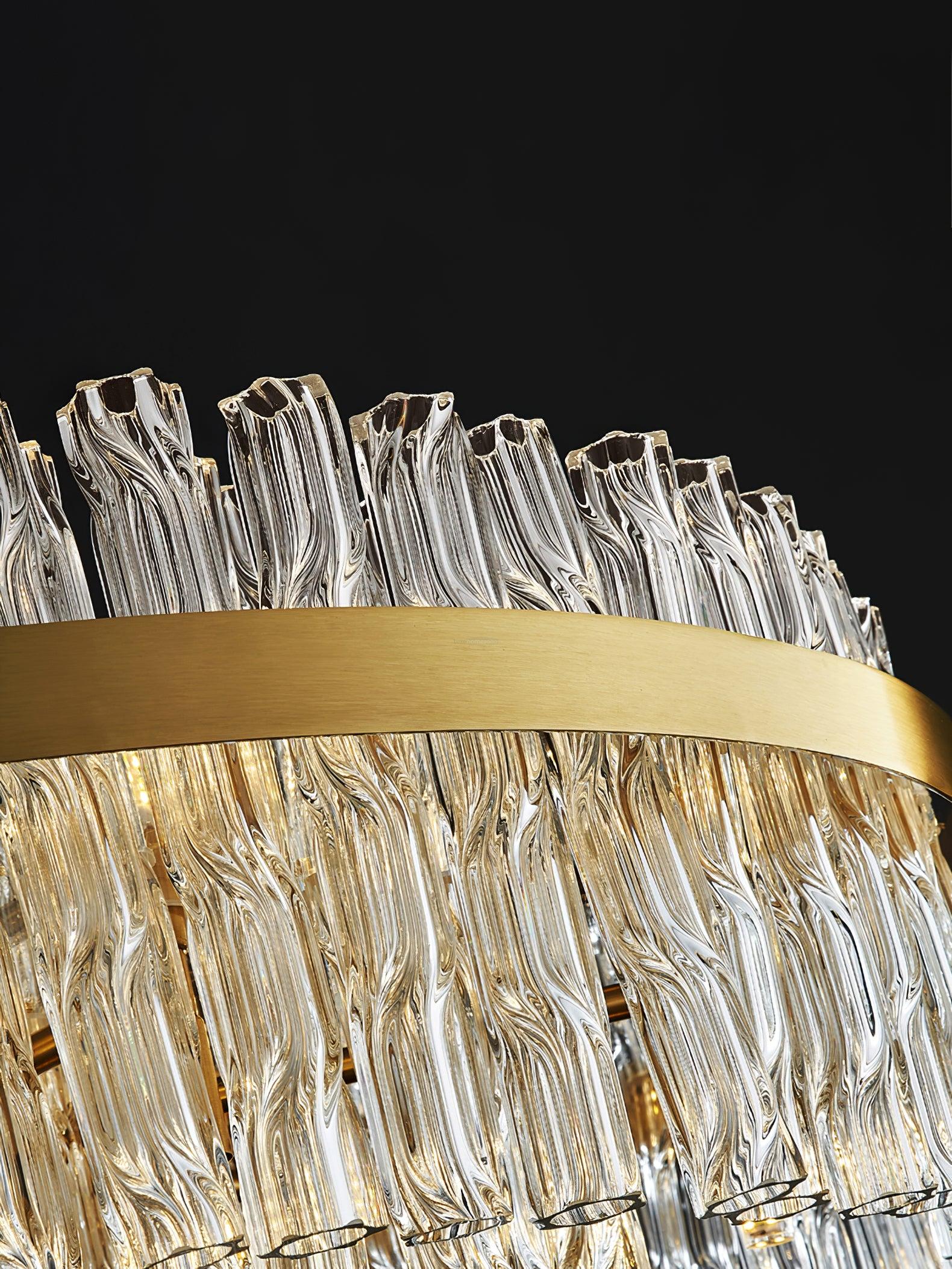 Gold & Clear Rod Round/Long canopy Chandelier - Luxehomezone