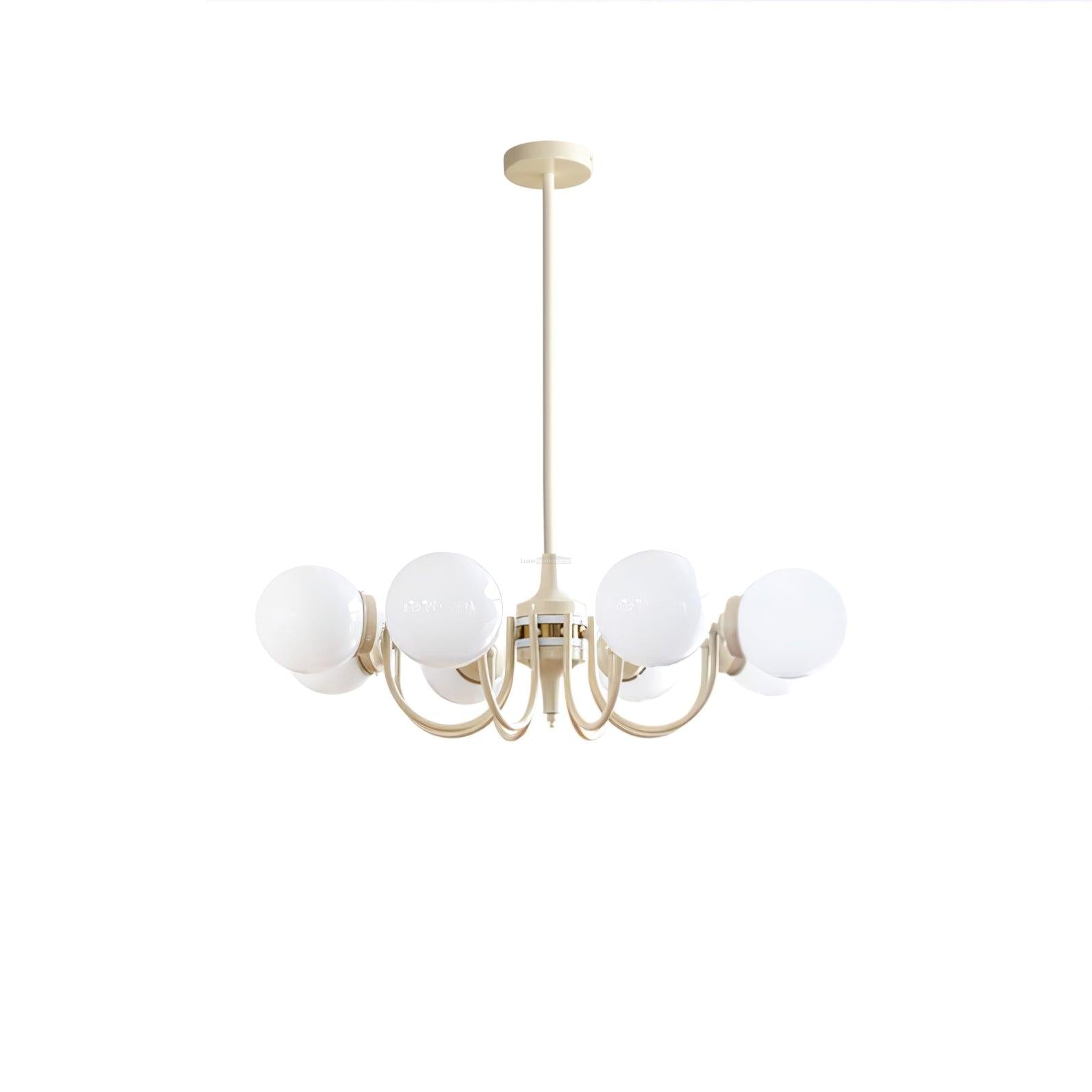 Cream Glass Ball Chandelier ∅ 19.7″ - Bend-1-Luxehomezone