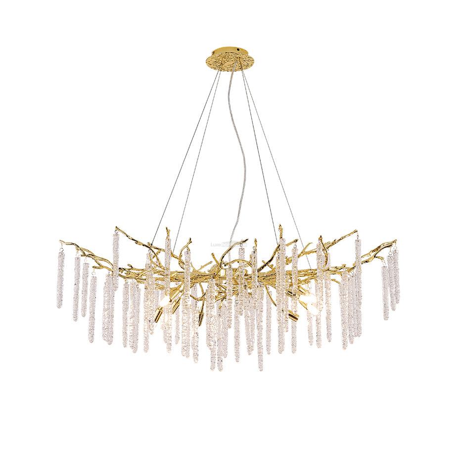 Crystal Icicles Branch Type Brass Chandelier