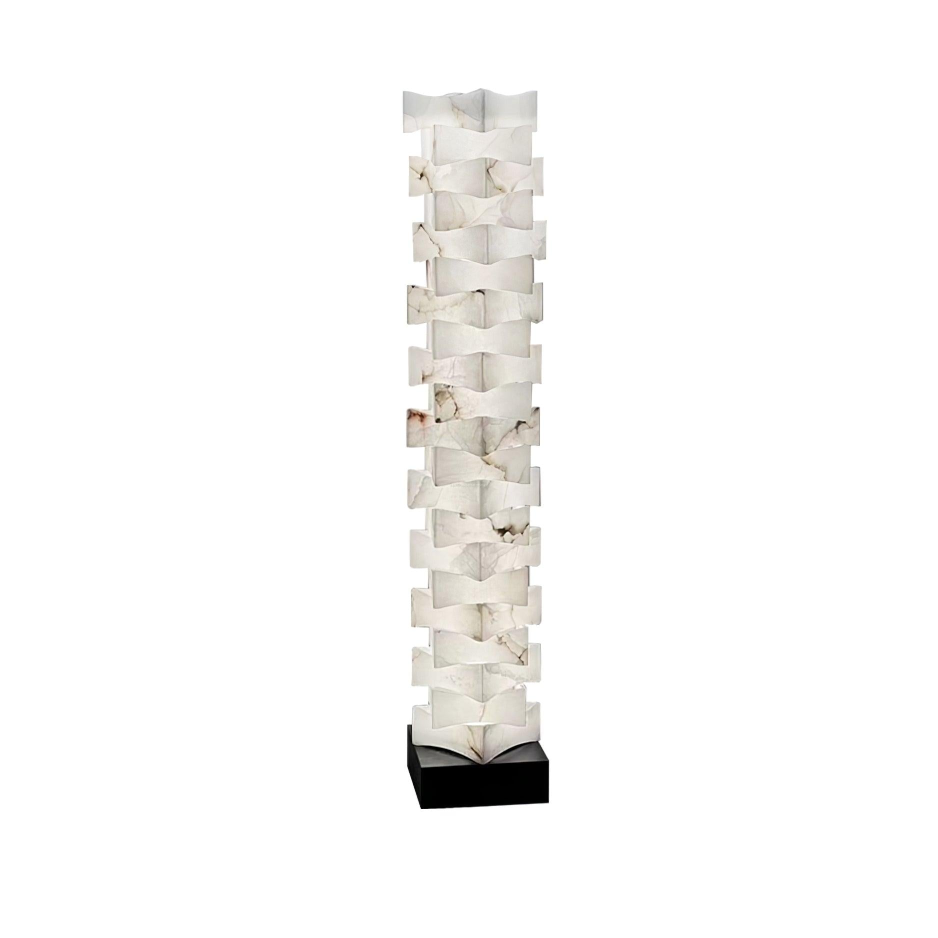 Stacked Alabaster Squares Floor Lamp - Alabaster-1-Luxehomezone