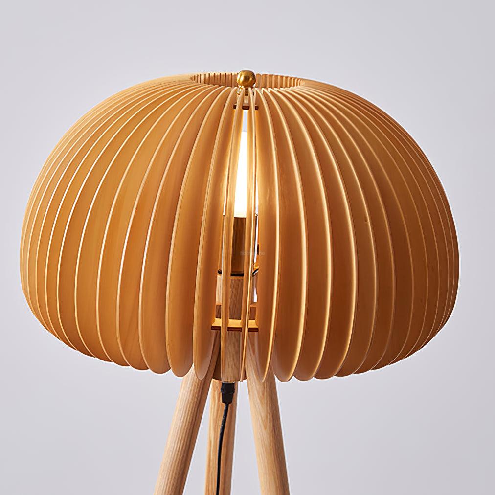 Wooden Pumpkin Floor Lamp  ∅ 17.7″ - Wood-1-Luxehomezone