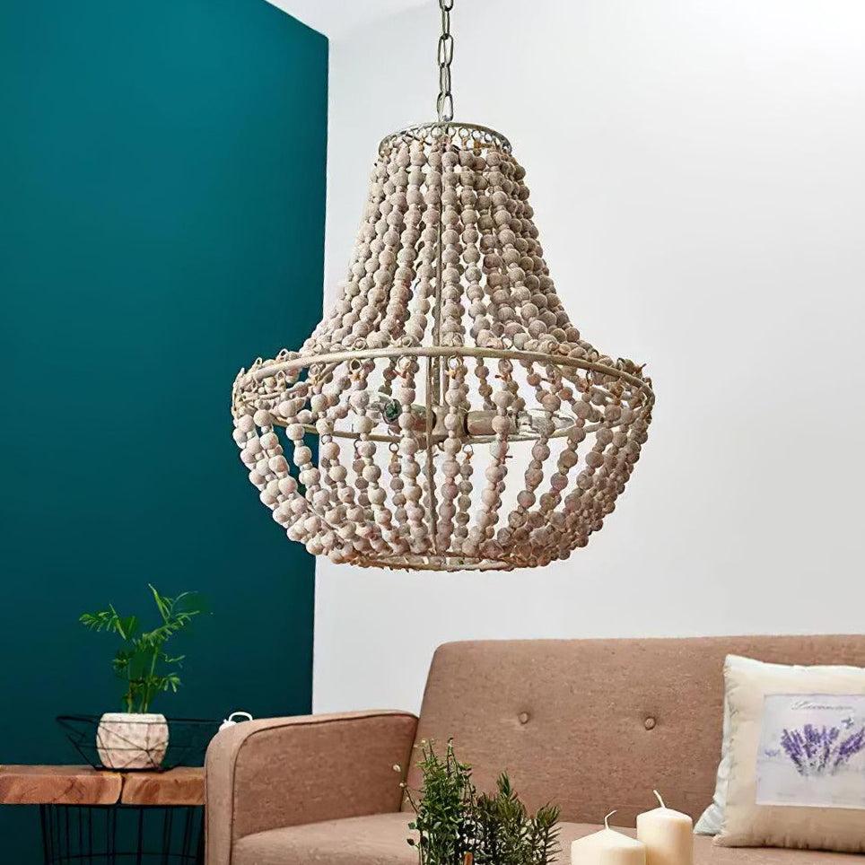 Koralky Chandelier Φ 19.7″ - Wooden Beads-1-Luxehomezone