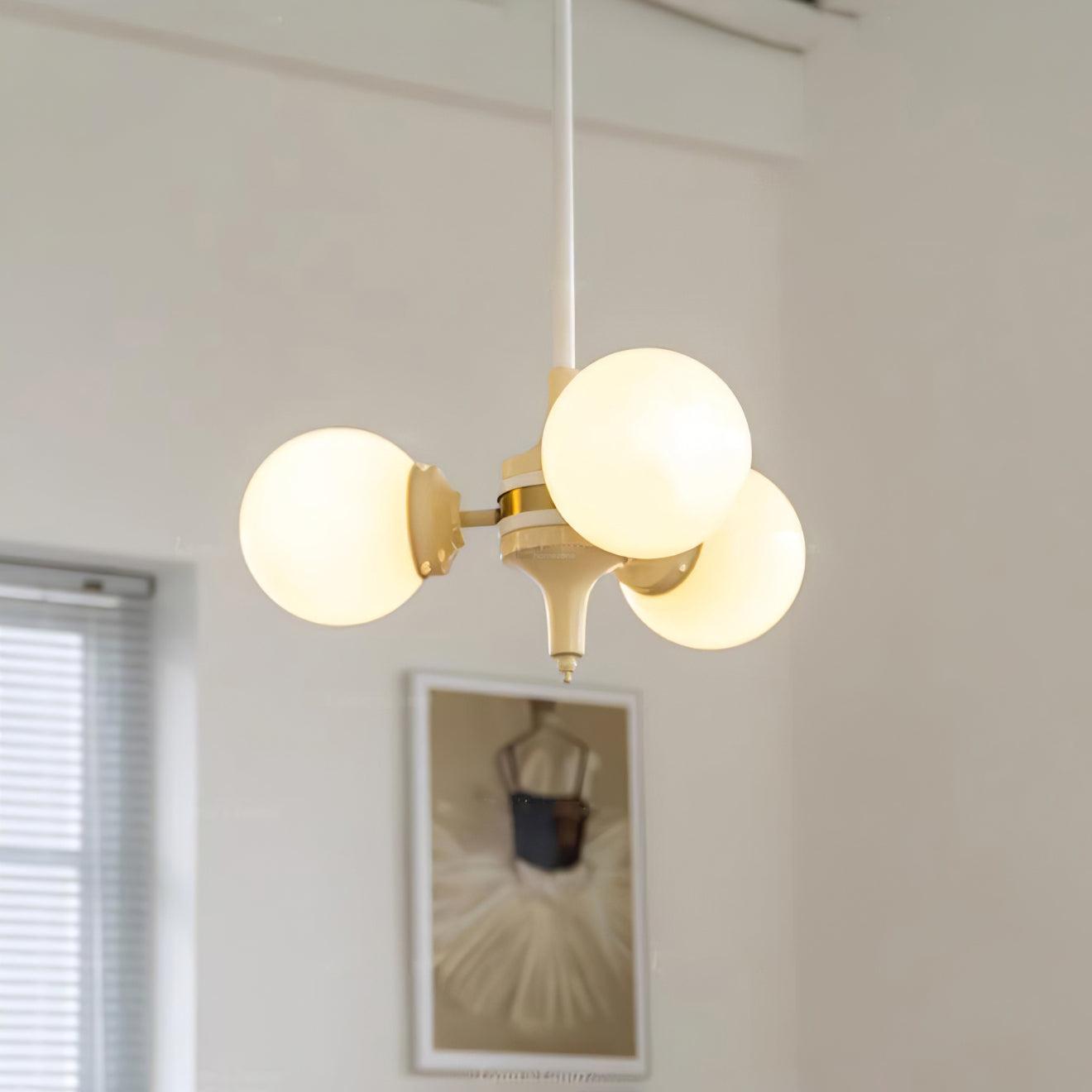 Cream Glass Ball Chandelier ∅ 19.7″ - Bend-1-Luxehomezone