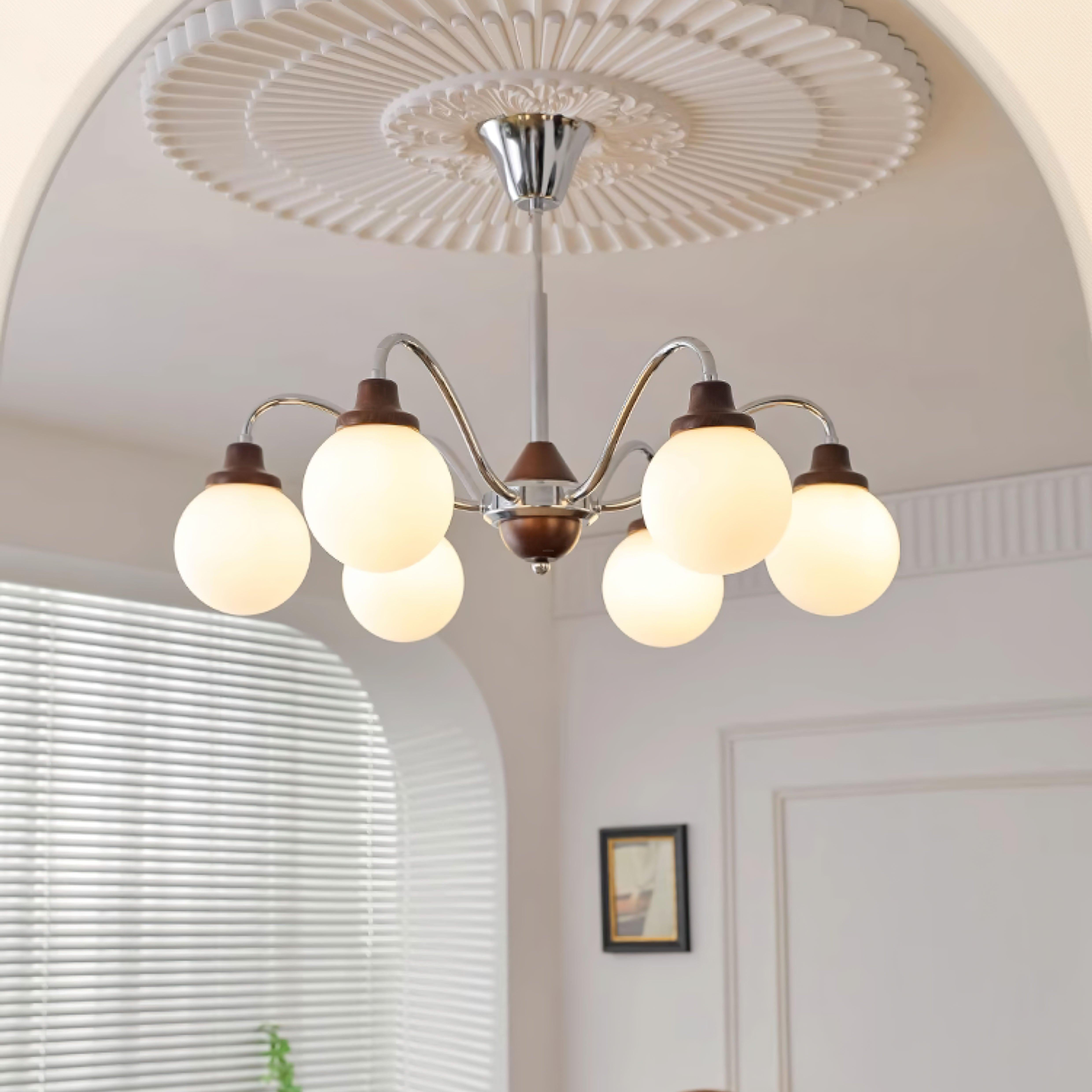 Solid Wood Magic Bean Chandelier with 4/6/8 heads - Bend, Marshmallow Chandelier-1-Luxehomezone