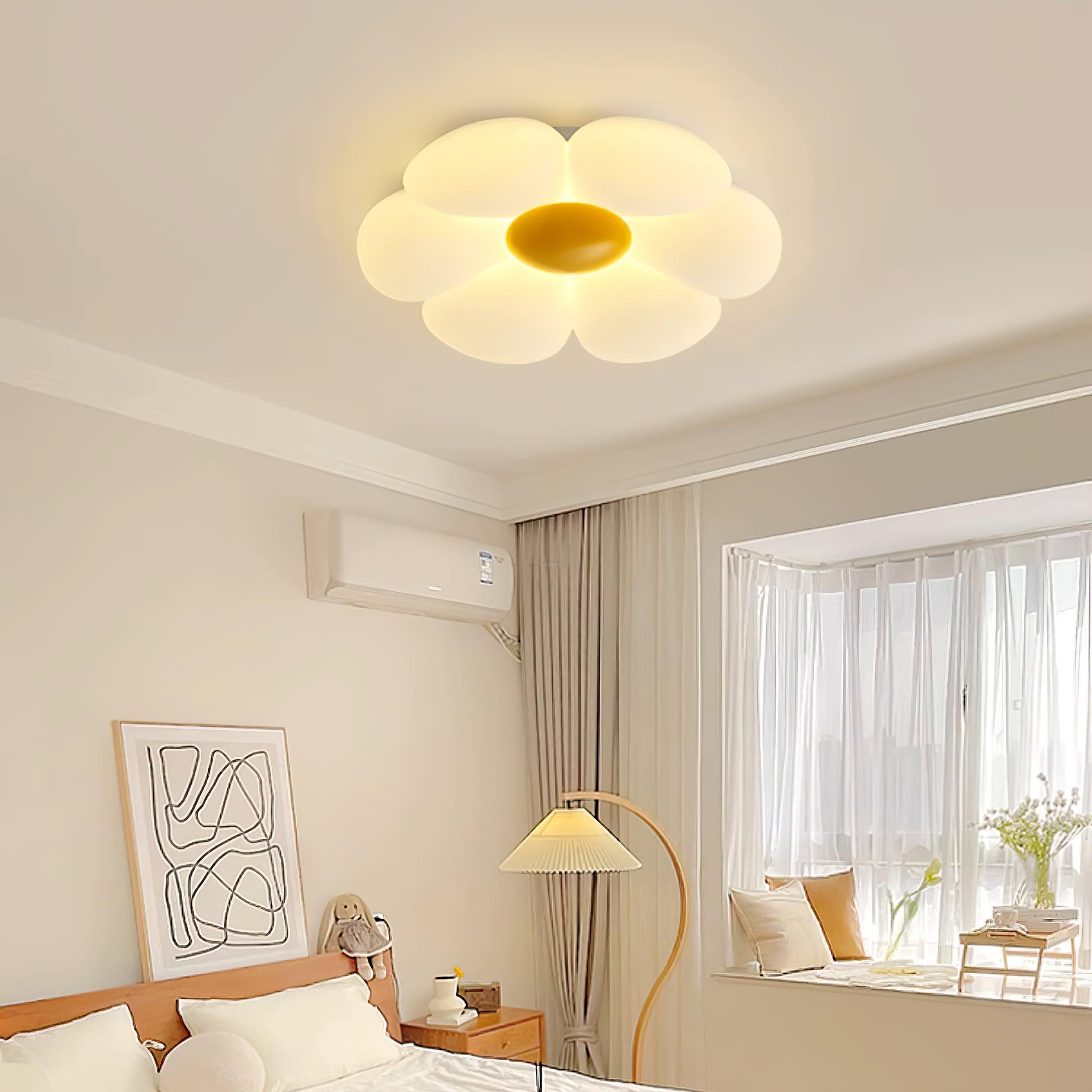 Six-leaf Flower Kids Room Ceiling Lamp  ∅ 19.7″ - Candy, Flush Mounts, Green, Pink, White, Yellow-1-Luxehomezone