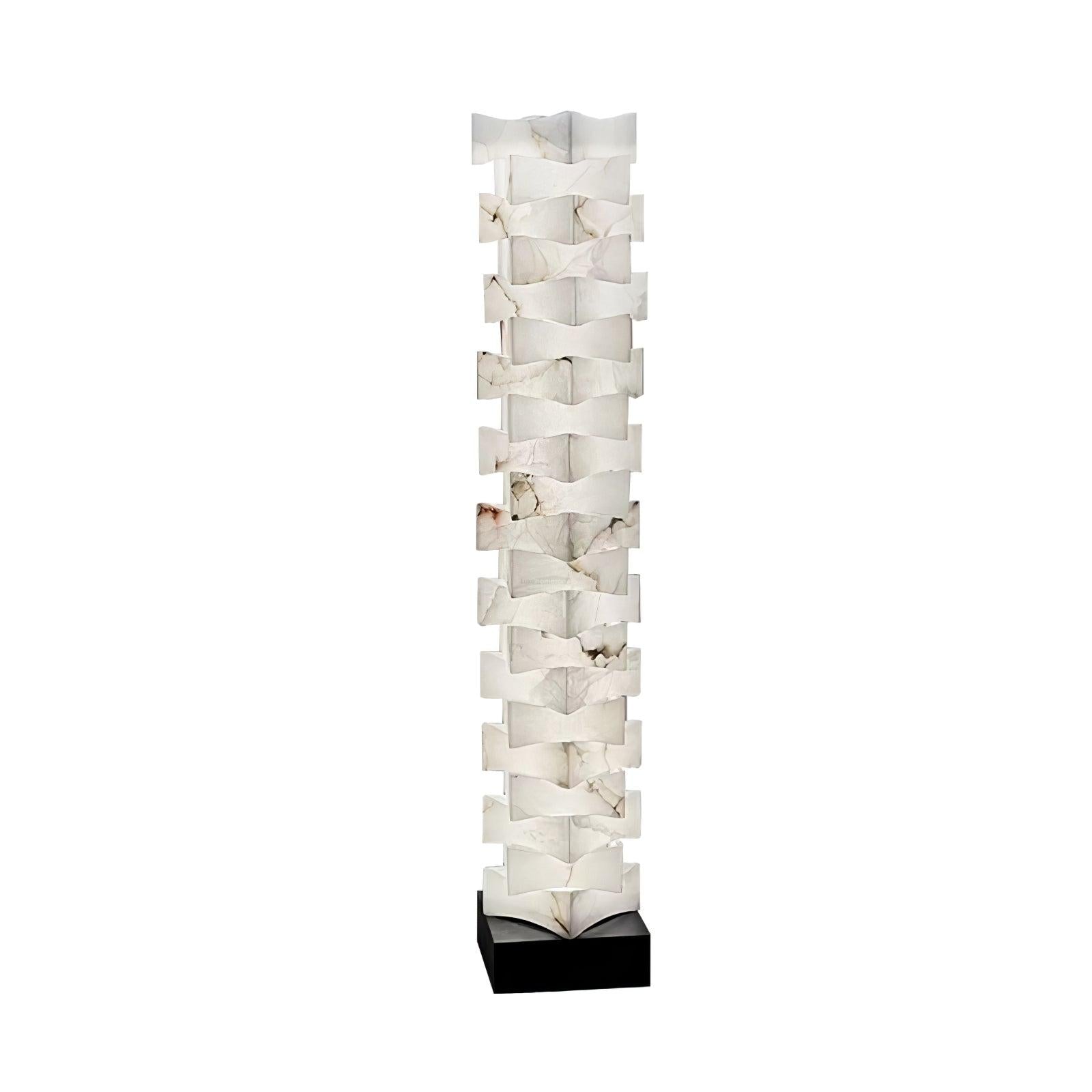 Stacked Alabaster Squares Floor Lamp - Alabaster-1-Luxehomezone