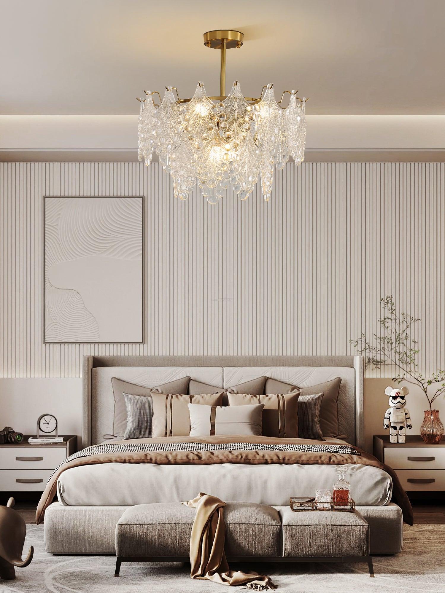 Tiered Carved Glass Chandelier Φ 15.7″ - Luxehomezone