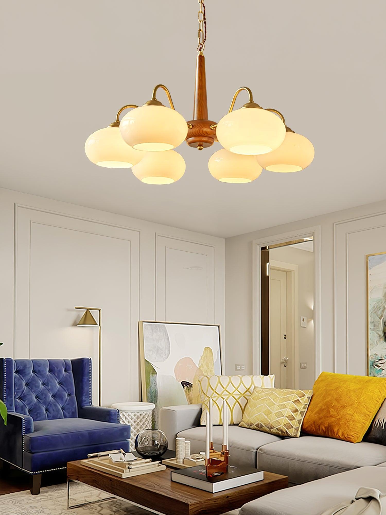 Persimmon Chandelier with 3/4/6 heads - Glass Chandelier, Persimmon-1-Luxehomezone