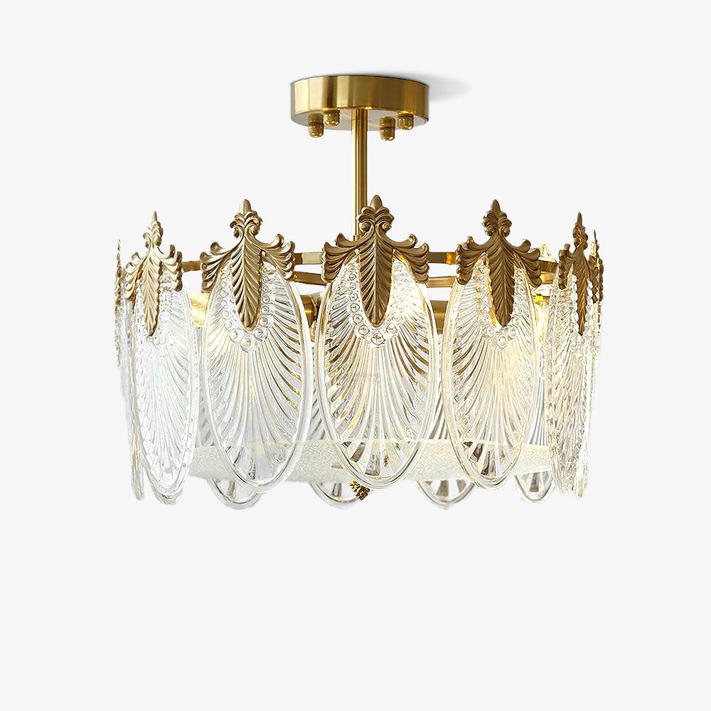 Decorative Pattern Glass Round Chandelier with 5/6/8 heads - Cylinder-1-Luxehomezone
