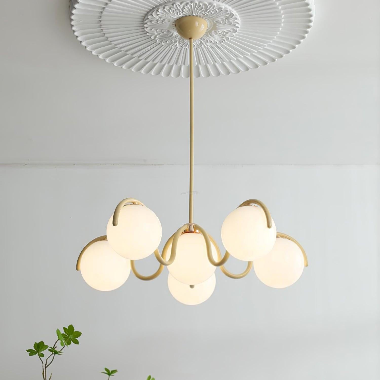 Reedway Curve Linear Chandelier ∅ 27.2″ - Bend, Marshmallow Chandelier-1-Luxehomezone