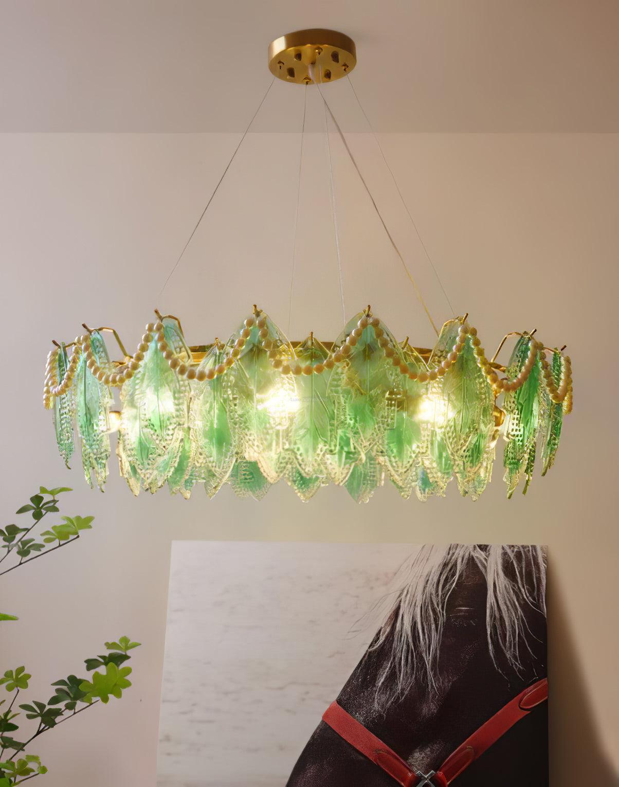 Maple Leaf Type Glass Chandelier - Cylinder-1-Luxehomezone