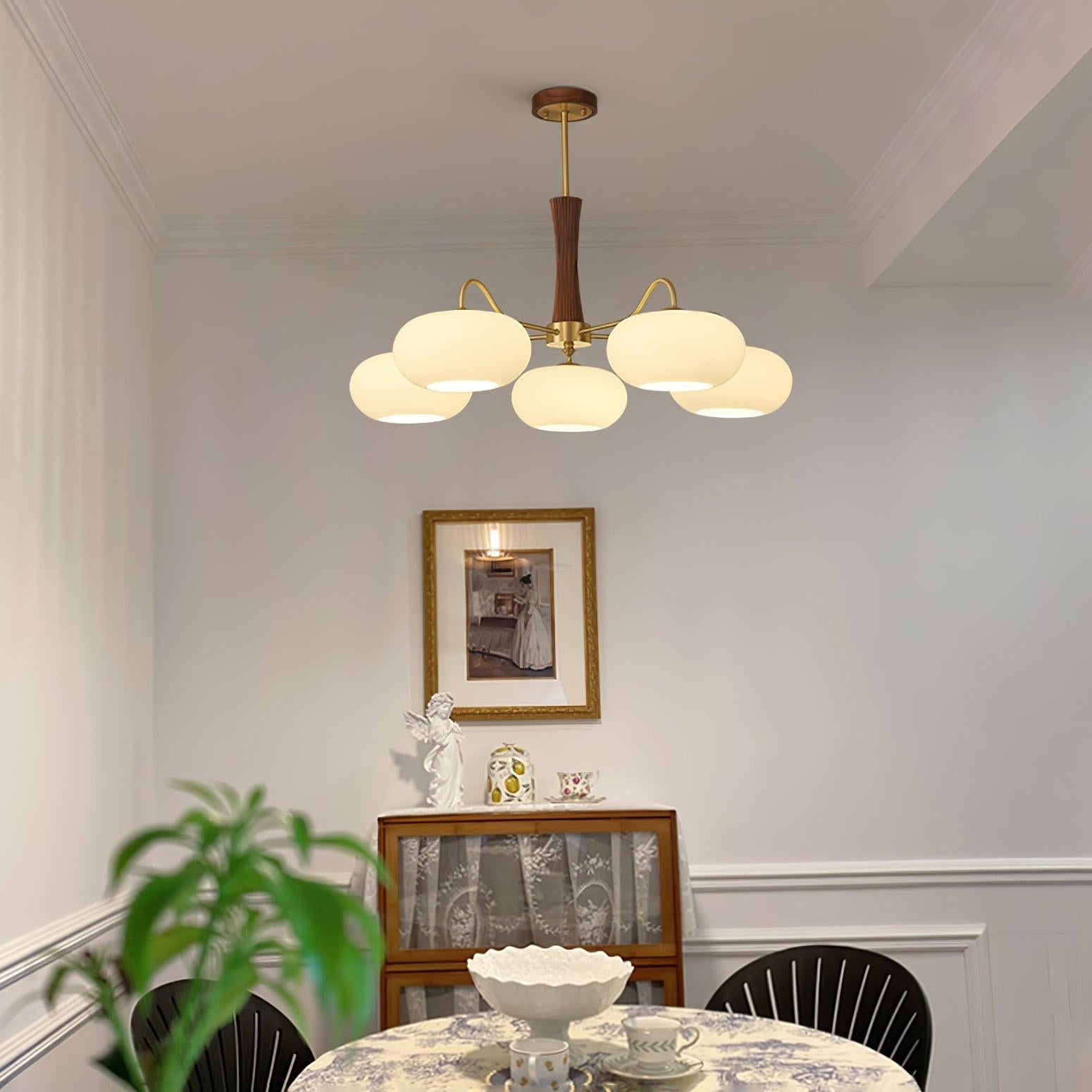 Brass Wooden Persimmon Ceiling Light For Living Room - Glass Chandelier, Persimmon, Semi Flush Mounts-1-Luxehomezone