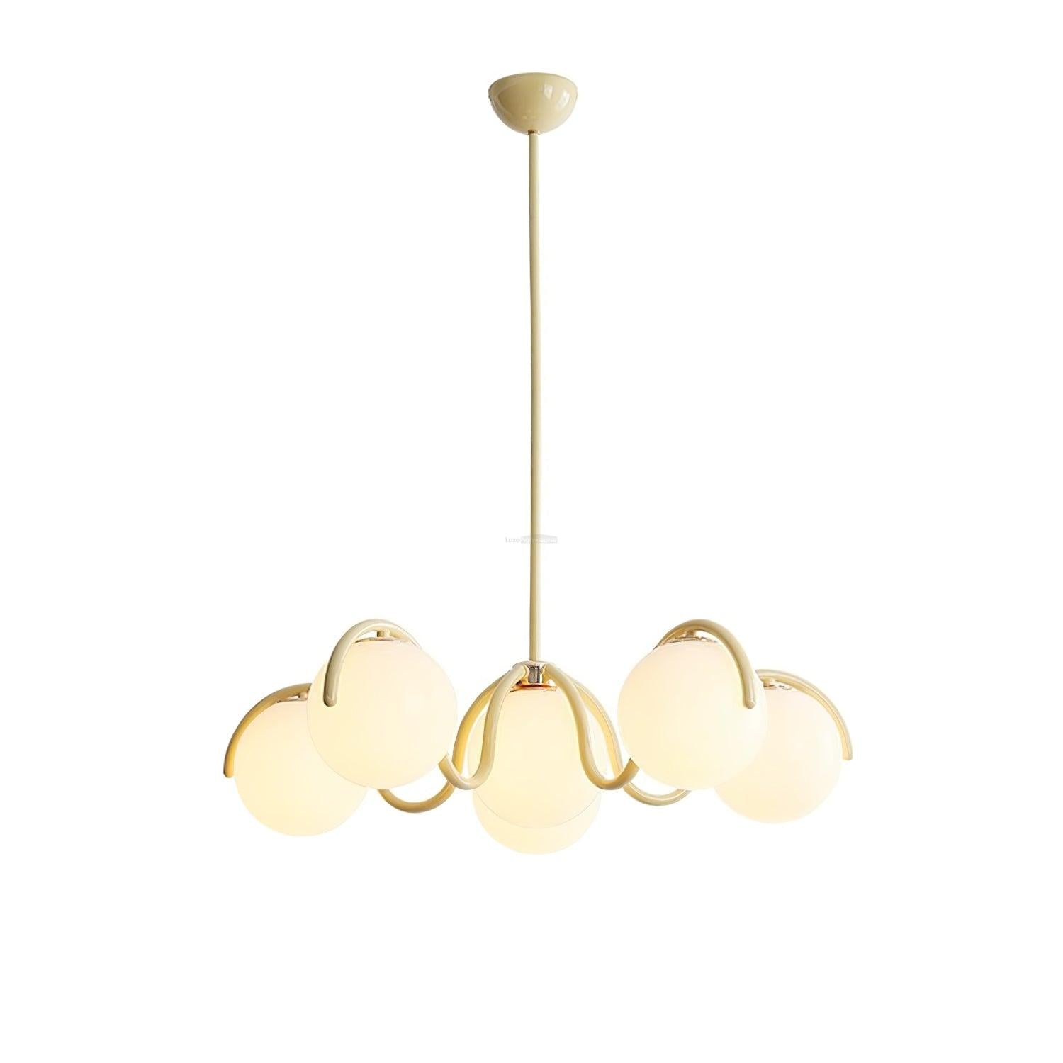Reedway Curve Linear Chandelier ∅ 27.2″ - Bend, Marshmallow Chandelier-1-Luxehomezone