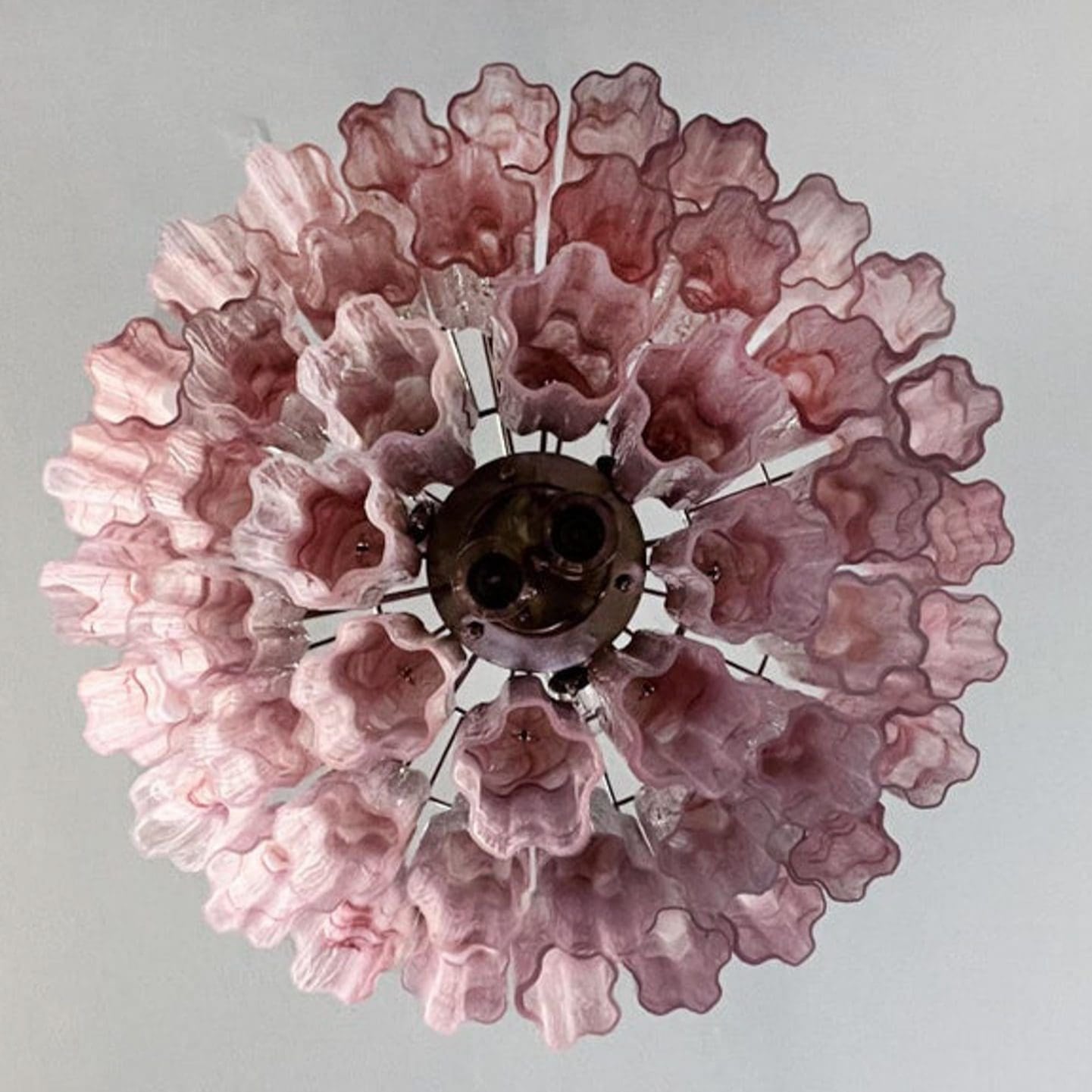 Tronchi Murano Chandelier – 48 tubes – Alabaster Pink