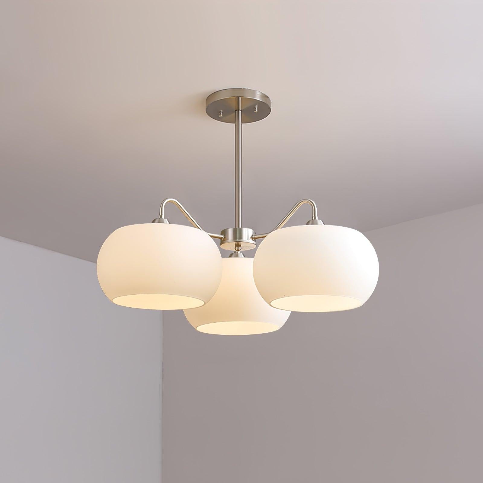 Nickel Glass Persimmon Chandelier with 3/5 heads - Glass Chandelier, Optimized, Persimmon-1-Luxehomezone