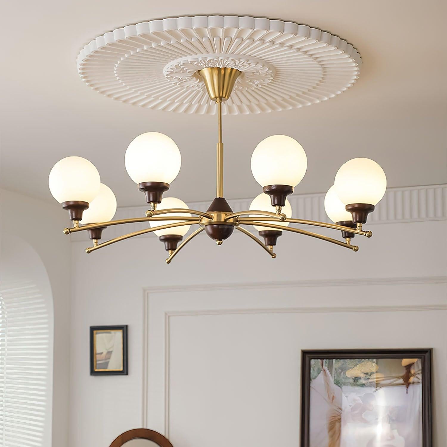 Walnut Glass Ball Chandelier ∅ 21.6″