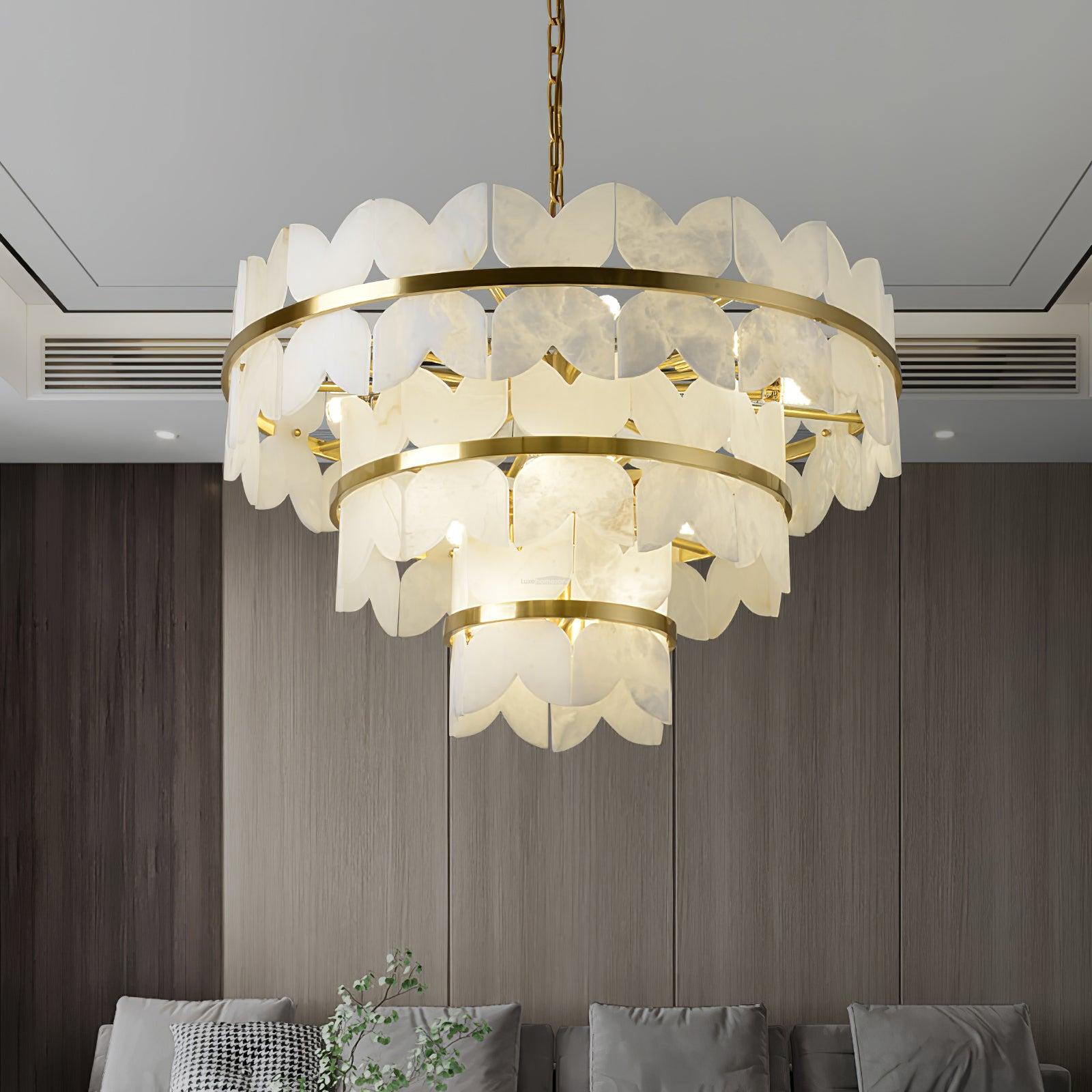 Alabaster Cloudscape Chandelier with 1/2 layer - Alabaster, Alabaster Chandelier-1-Luxehomezone