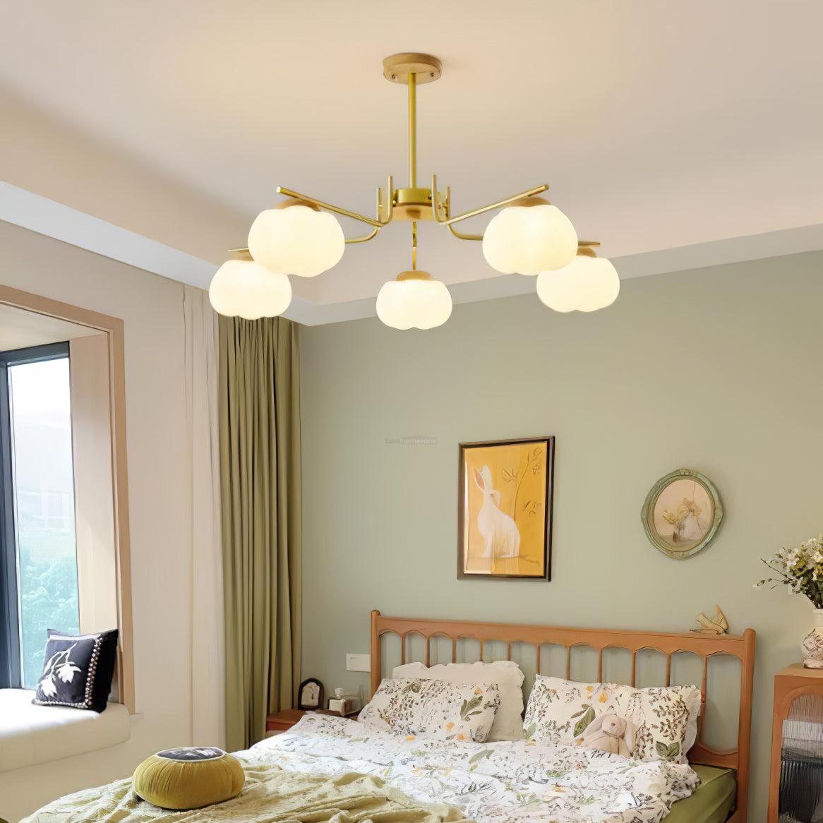 Plastic Cotton Balls Chandelier with 5/8 heads - Zahara-1-Luxehomezone