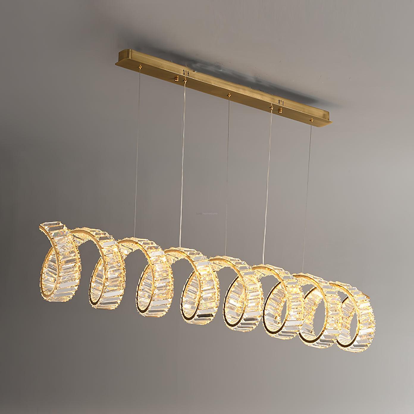 Curved LED Chandelier 39'' 47'' 59'' - Crystals, Straps-1-Luxehomezone