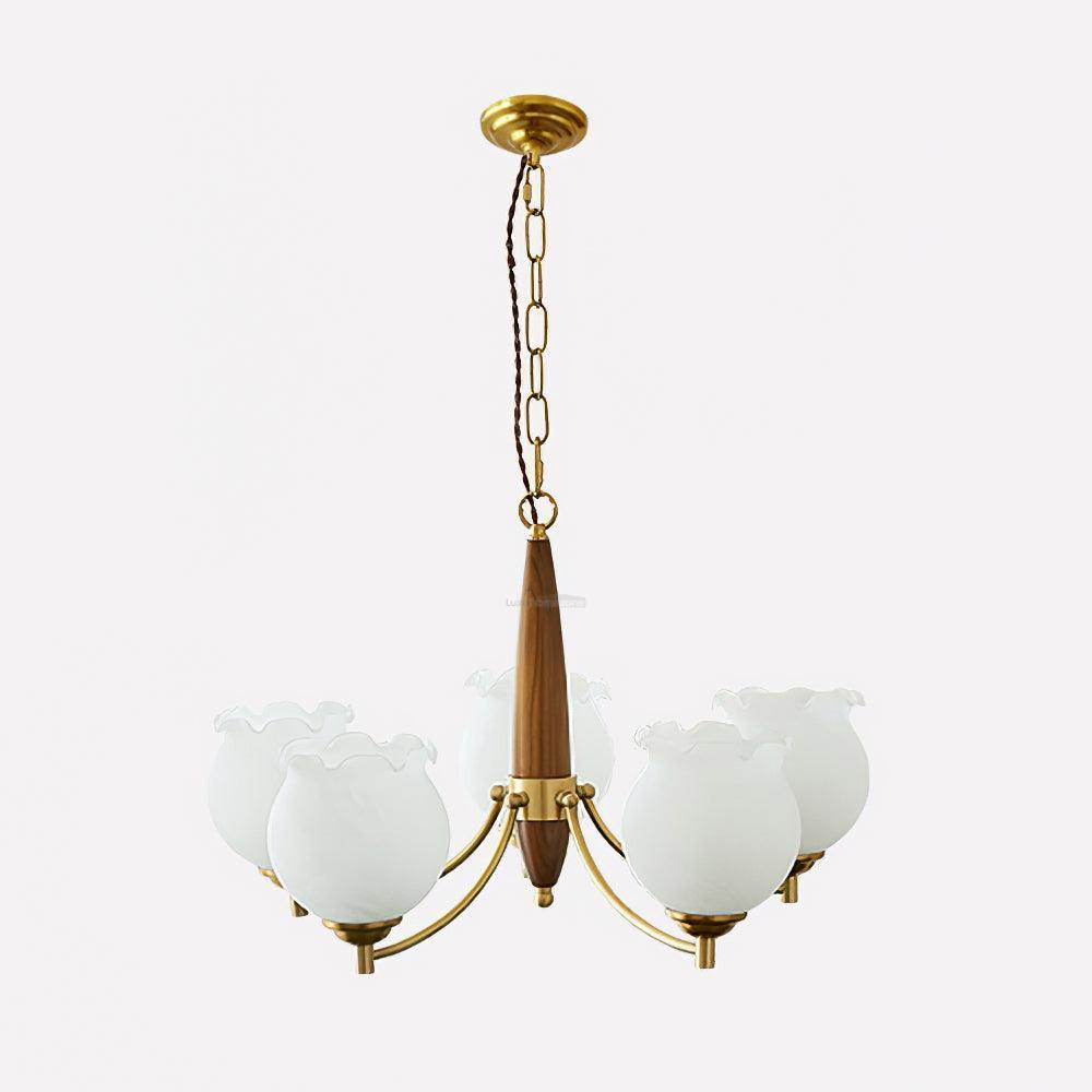 Tulips Glass Wood Chandelier with 3/5 heads - Zahara-1-Luxehomezone