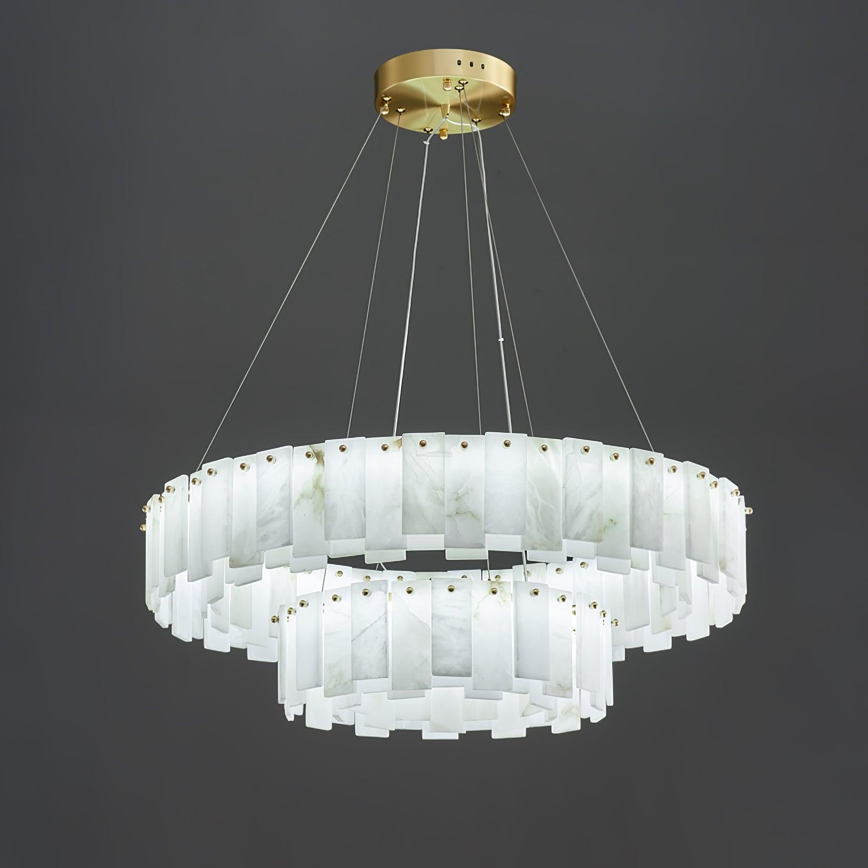 Celestial Alabaster Round/Square Chandelier - Alabaster, Alabaster Chandelier-1-Luxehomezone