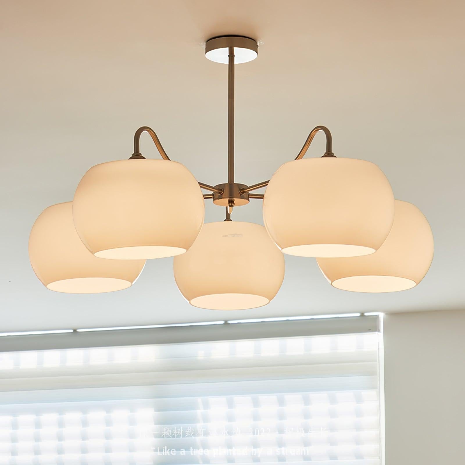 Nickel Glass Persimmon Chandelier with 3/5 heads - Glass Chandelier, Optimized, Persimmon-1-Luxehomezone