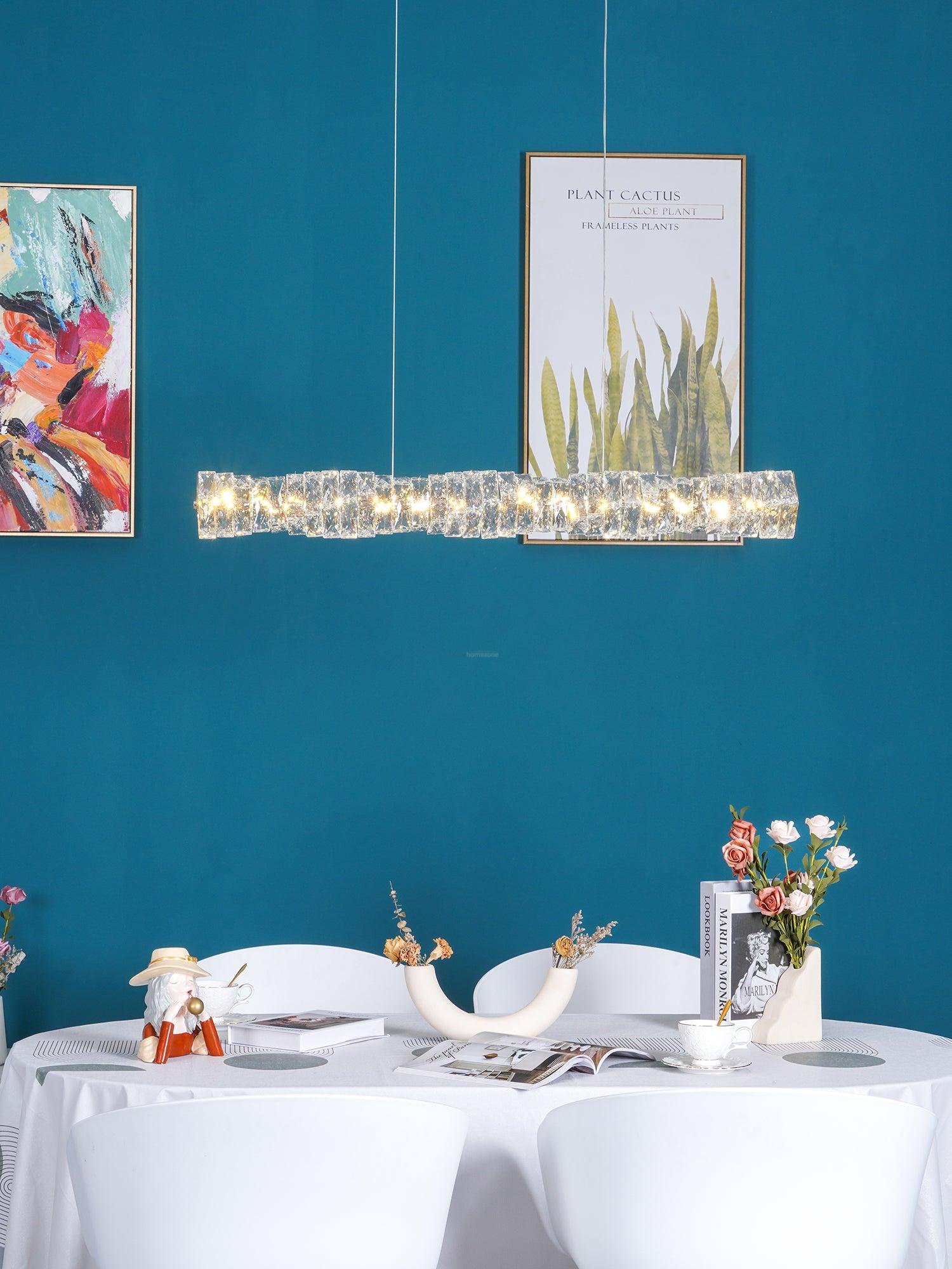 Long Crystal  Linear Pendant Light - Bar-1-Luxehomezone