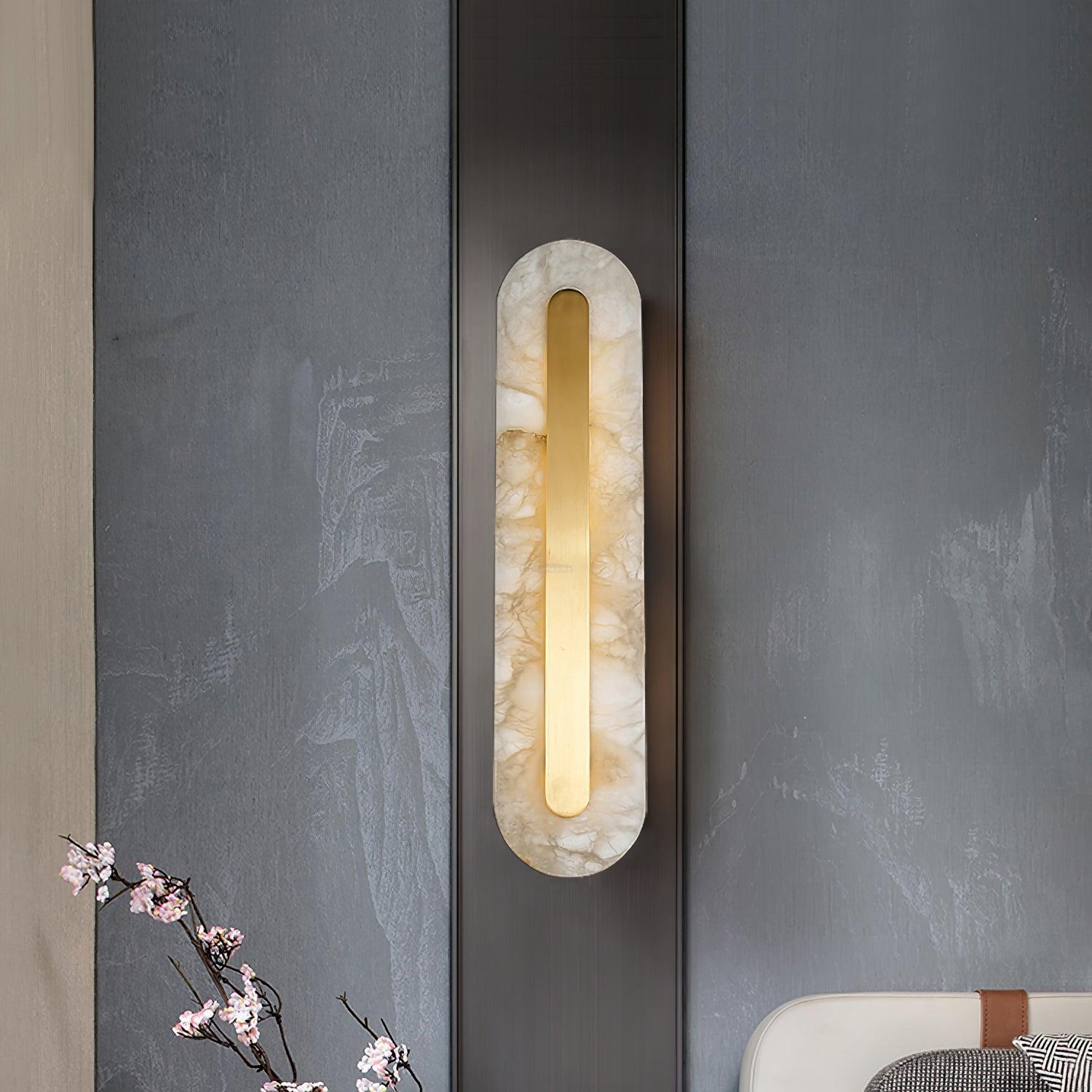 Alabaster Rounded Wall Sconce - Alabaster, Alabaster Wall Lamp-1-Luxehomezone