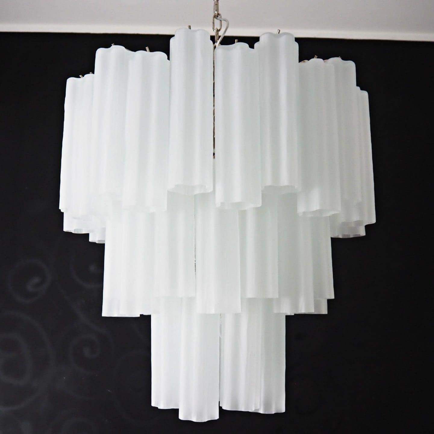 Tronchi Murano Chandelier – 48 tubes – matte white
