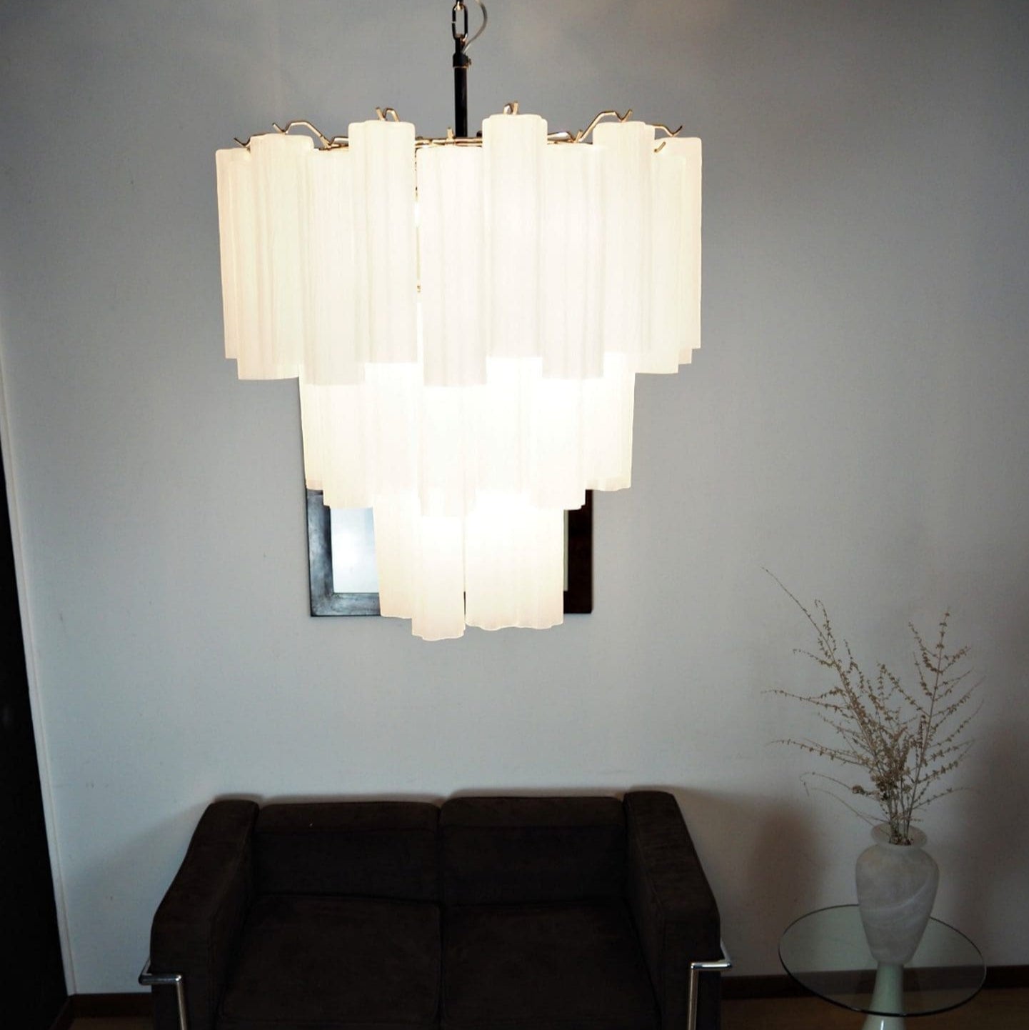 Tronchi Murano Chandelier – 48 tubes – matte white