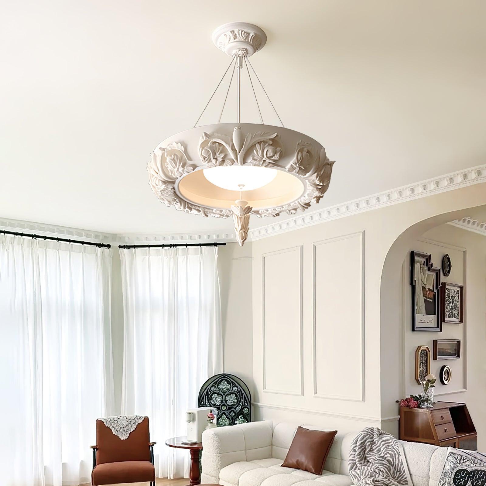Artistic Carved Plaster Chandelier ∅ 23.6″~∅ 31.5″ - Alabaster-1-Luxehomezone