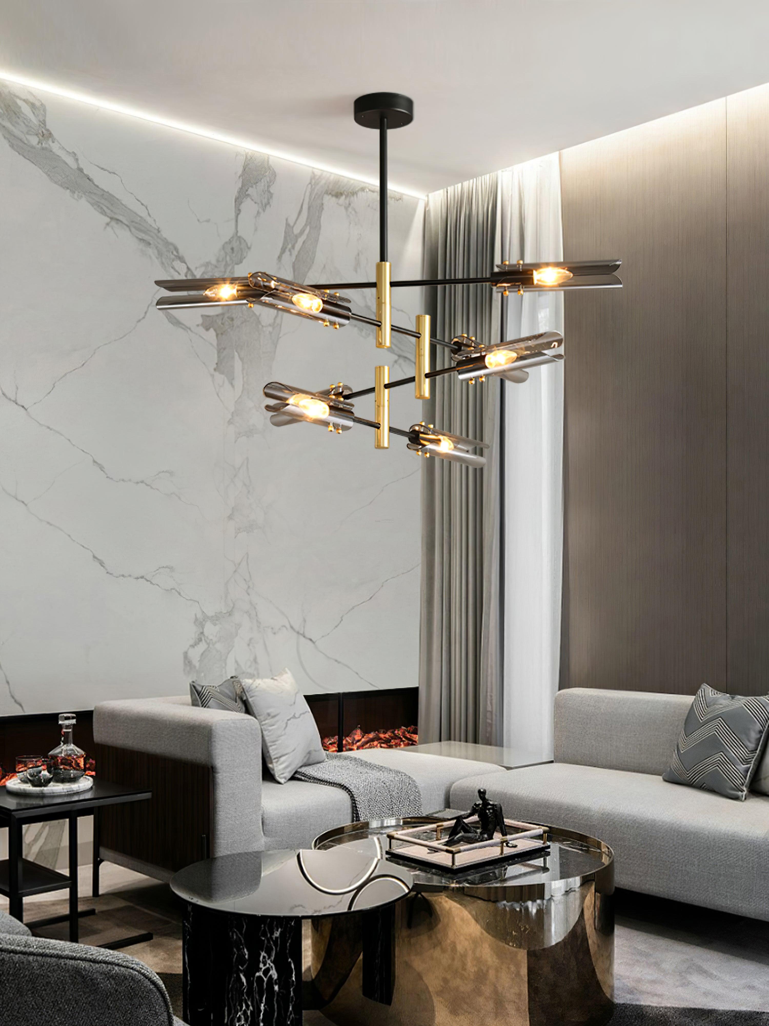Astrid Double Chandelier with 4/6/8 heads - Tube-1-Luxehomezone