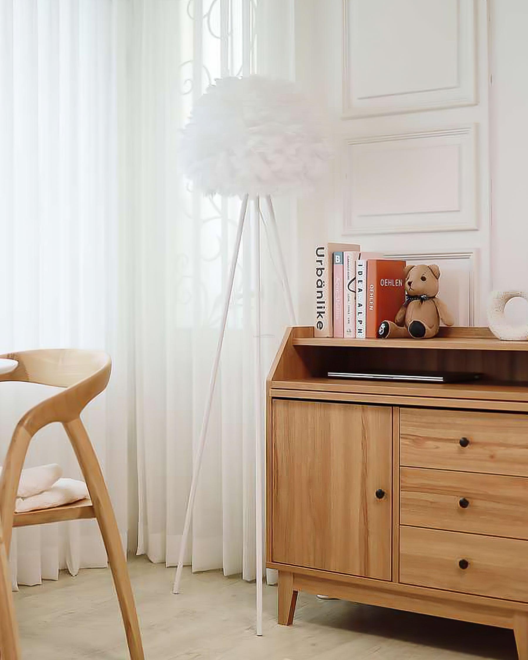 Eos Feather Floor Lamp  ∅ 19.6″ - Feather-1-Luxehomezone