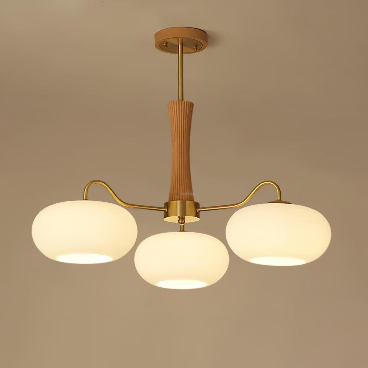 Brass Wooden Persimmon Ceiling Light For Living Room - Glass Chandelier, Persimmon, Semi Flush Mounts-1-Luxehomezone