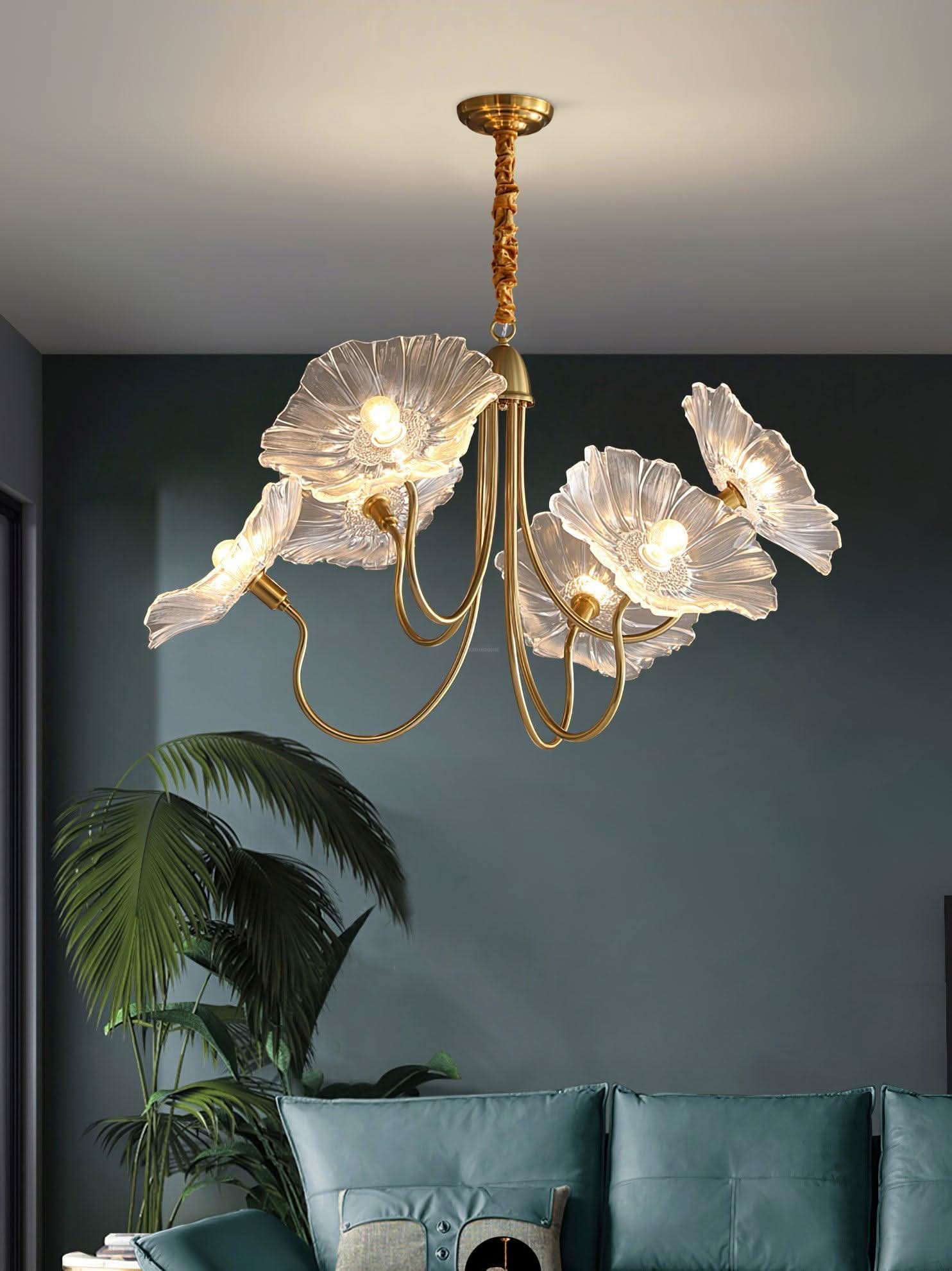 Lotus Leaf Glass Chandelier ∅ 35.4″ - Luxehomezone