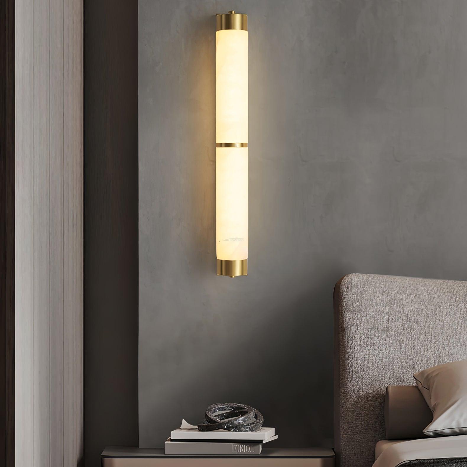 Cylindra Alabaster Brass Wall Sconce - Alabaster, Alabaster Wall Lamp-1-Luxehomezone