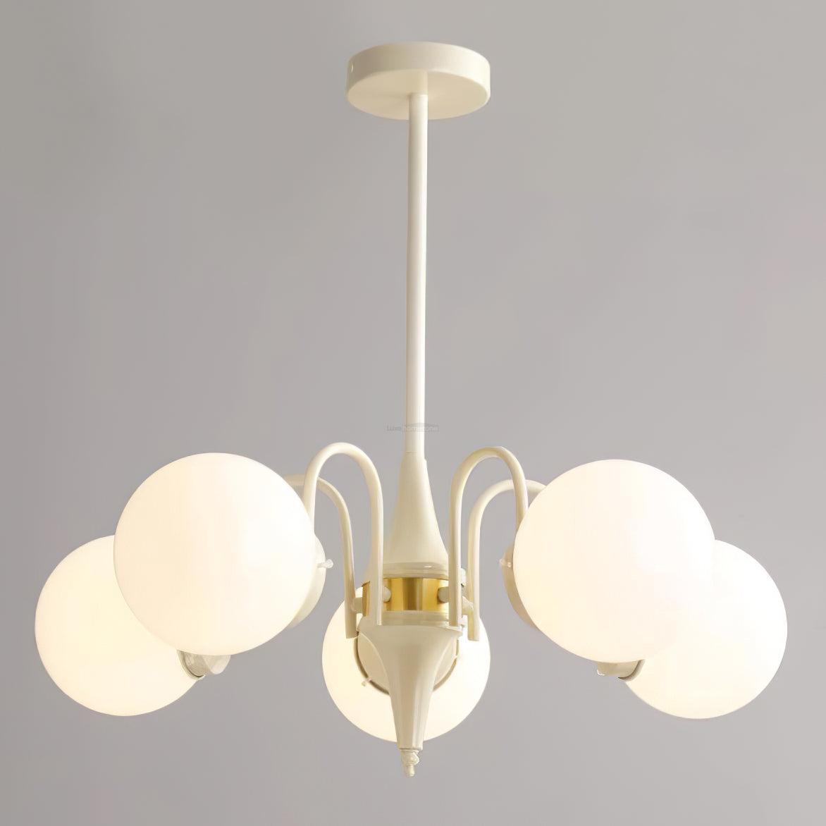 Cream Glass Ball Chandelier ∅ 19.7″ - Bend-1-Luxehomezone