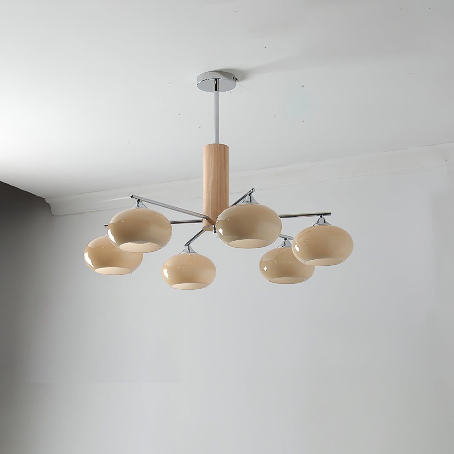 Elliptical Persimmon Chandelier with 3/6/8 heads - Glass Chandelier, Persimmon-1-Luxehomezone