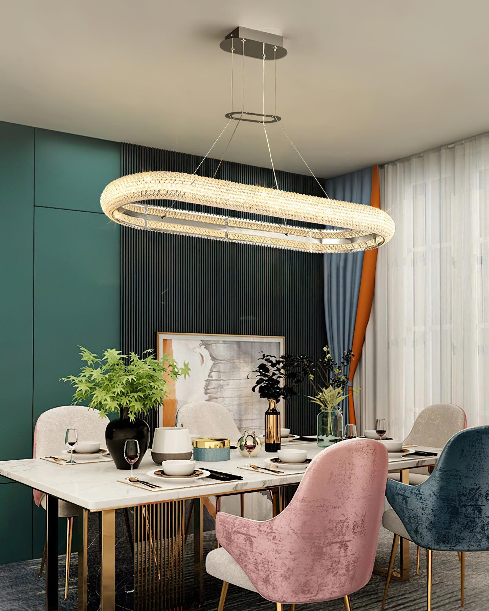 Asscher Ring Chandelier ∅ 17.7″ - Crystals-1-Luxehomezone