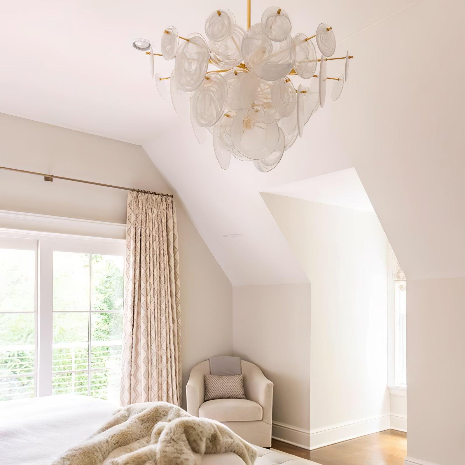 Brass Discs Cascading Round Chandelier - Cylinder-1-Luxehomezone