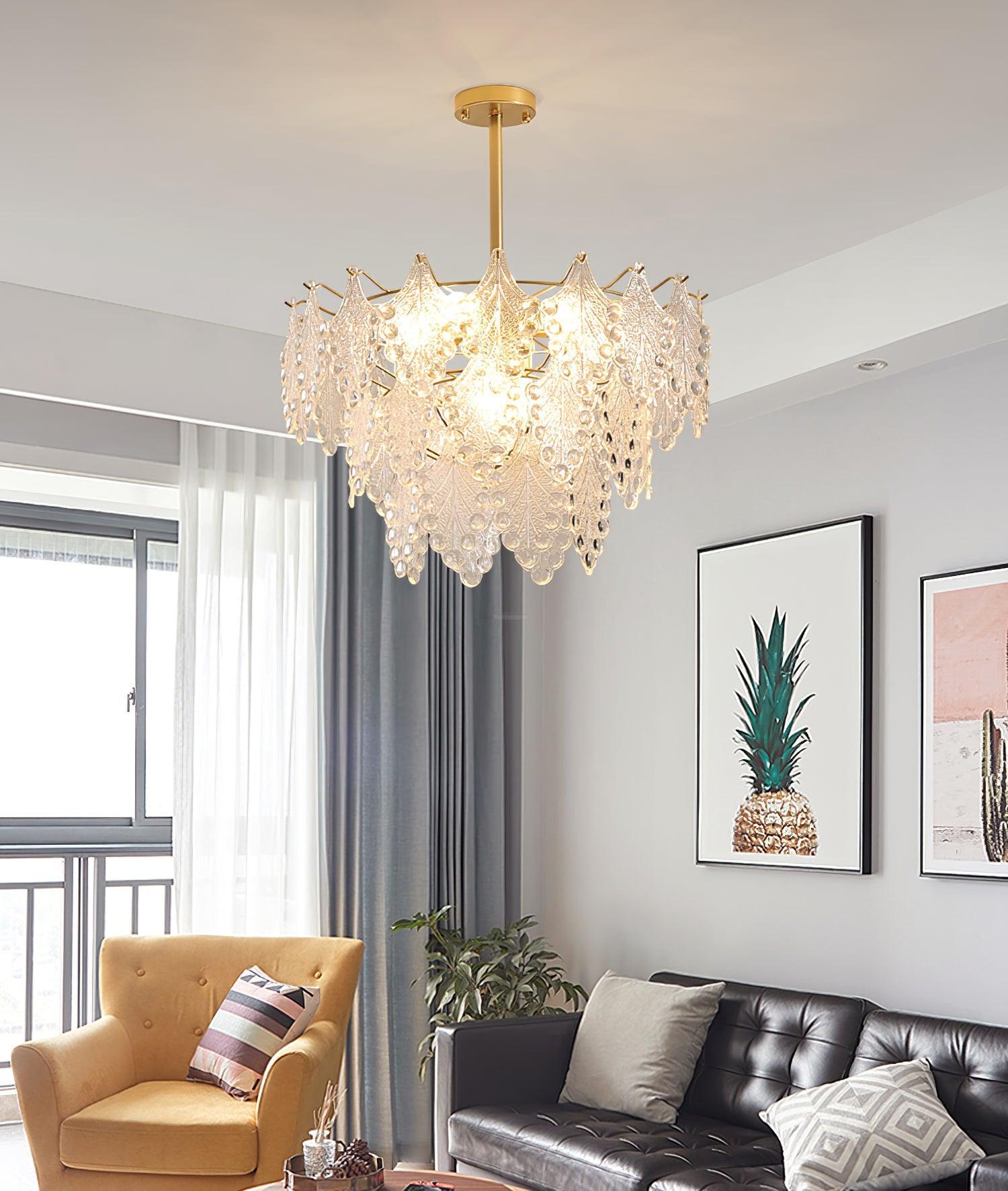 Tiered Carved Glass Chandelier Φ 15.7″ - Luxehomezone
