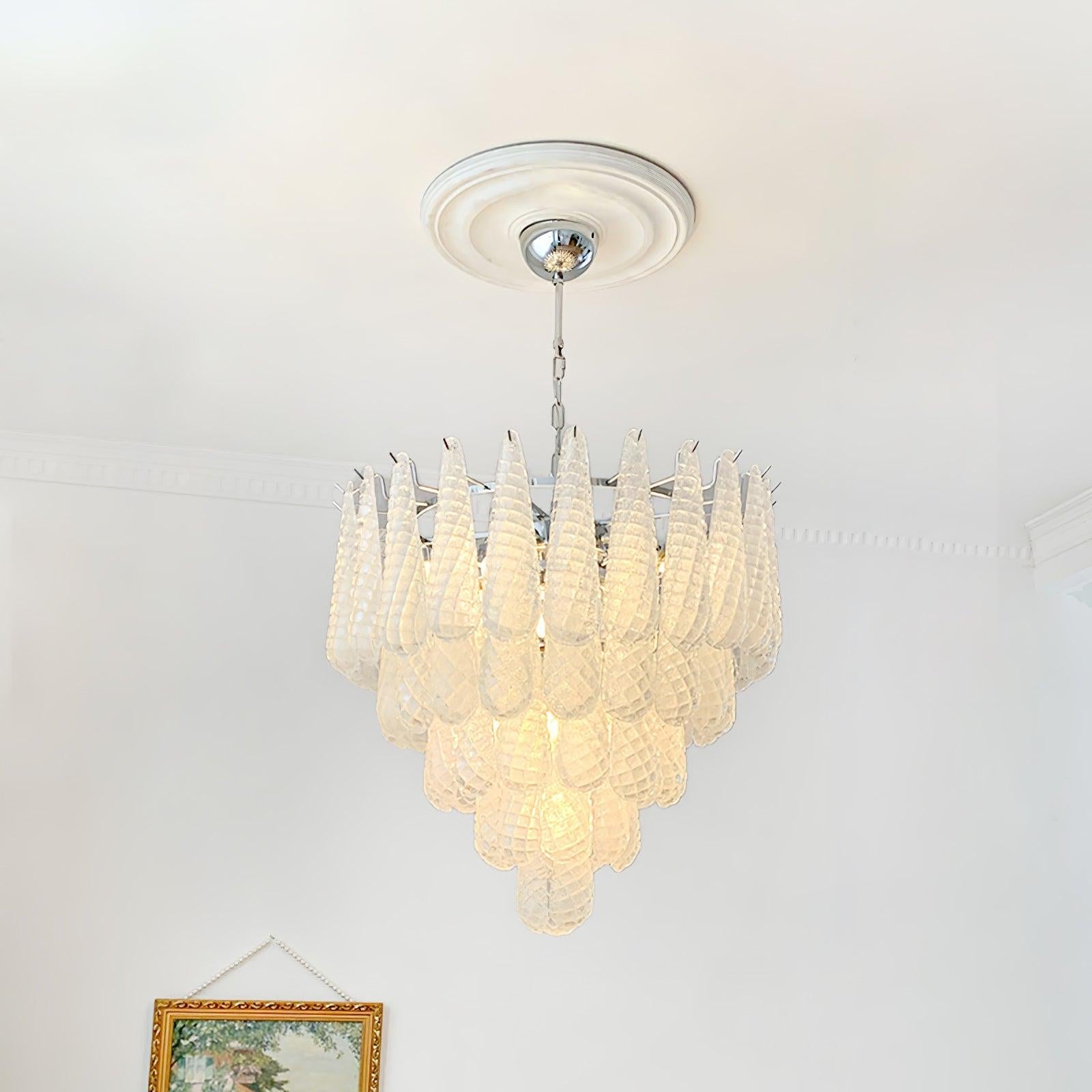 Grid Glass Style Waterfall Chandelier - Cylinder-1-Luxehomezone