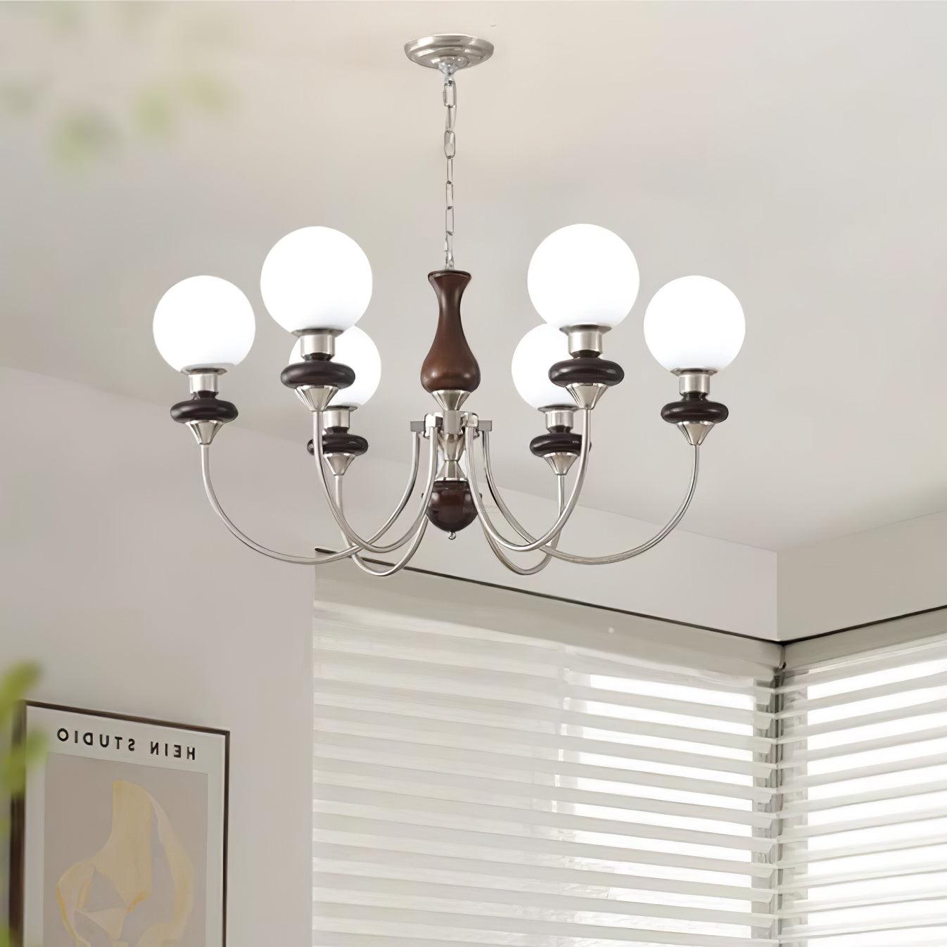 Walnut Brass Chandelier with 3/6/8 lamps - Bend, Marshmallow Chandelier-1-Luxehomezone