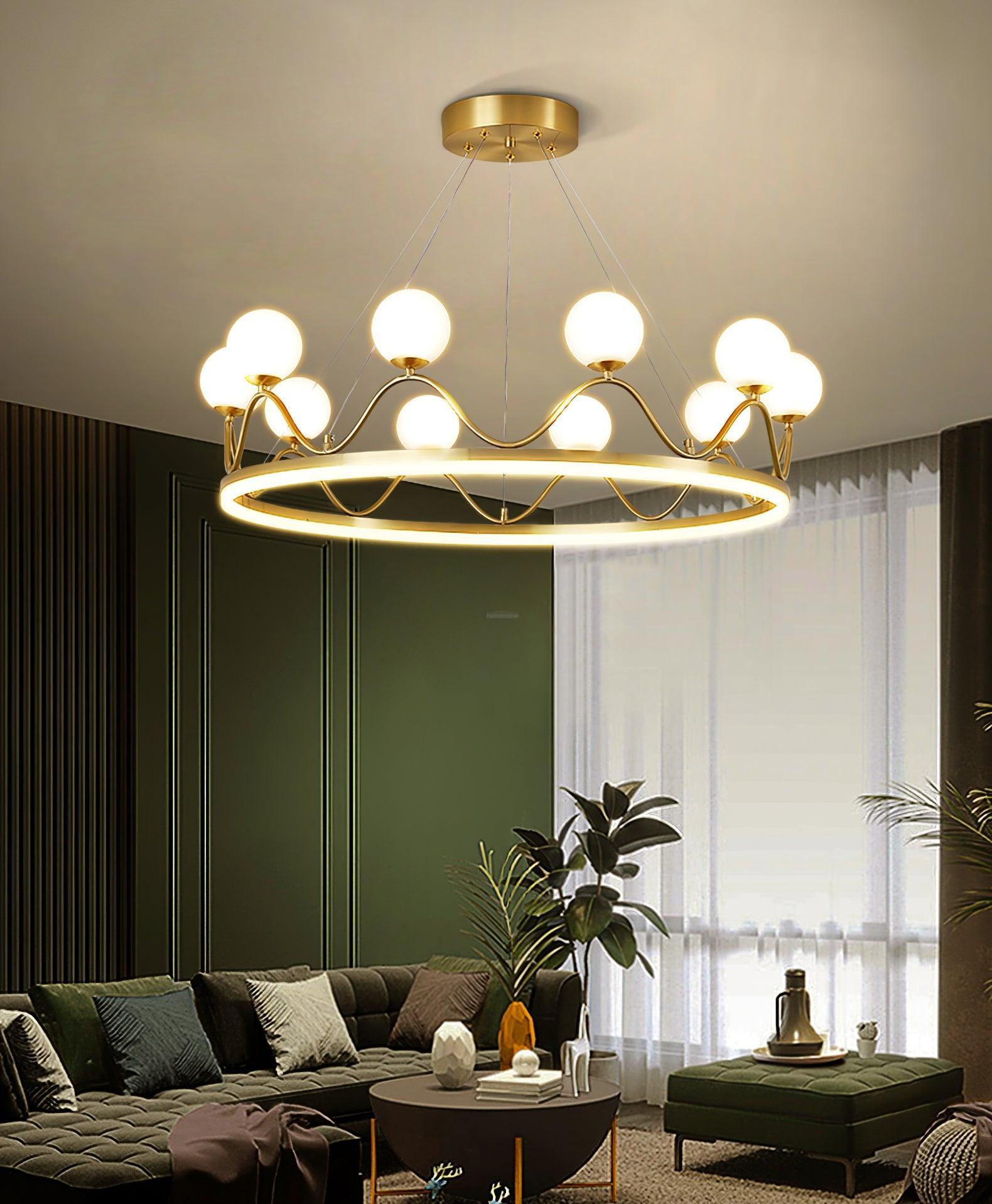 Crown Brass Round Chandelier - Bend-1-Luxehomezone