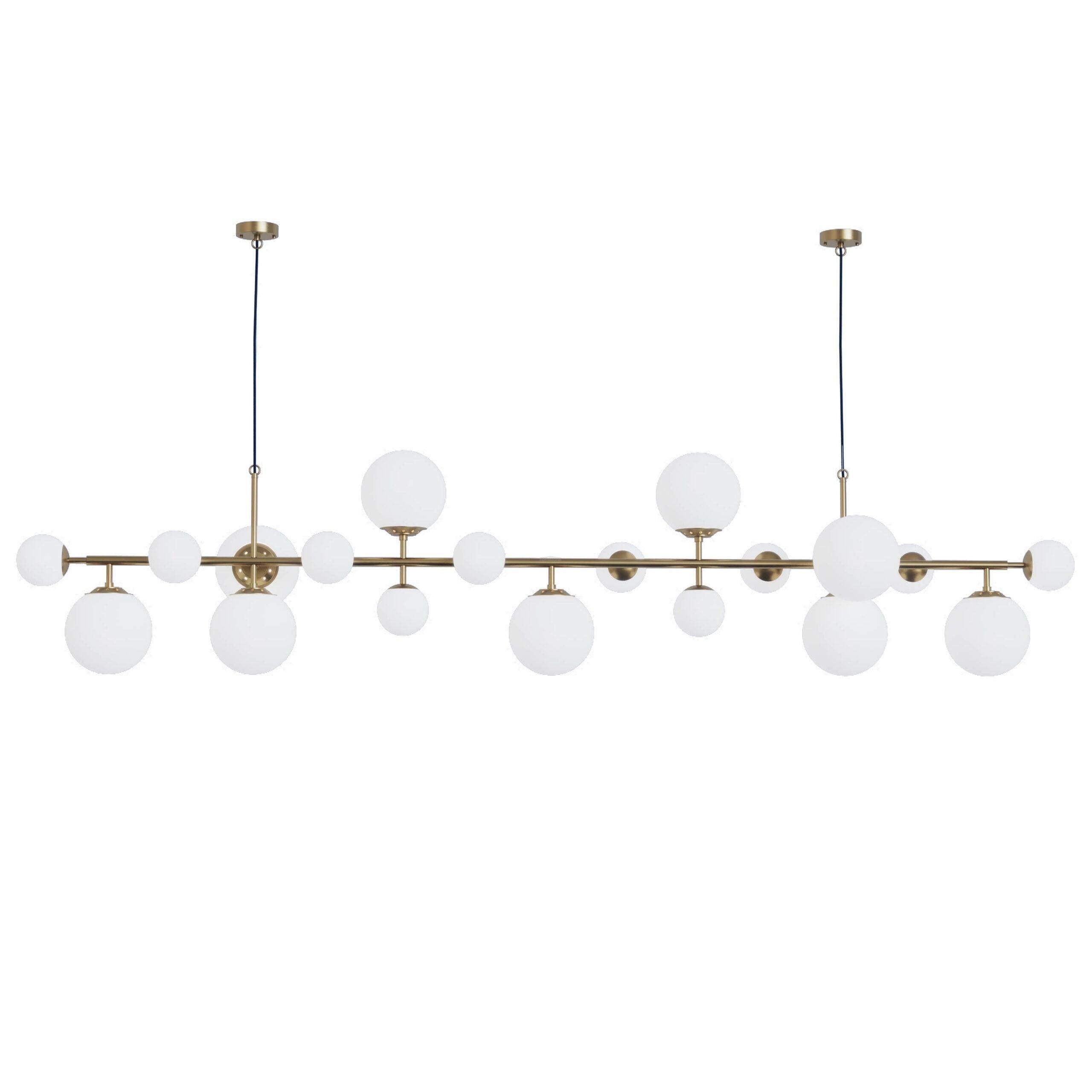 Brass Glass Globe Linear Chandelier - Hailey-1-Luxehomezone