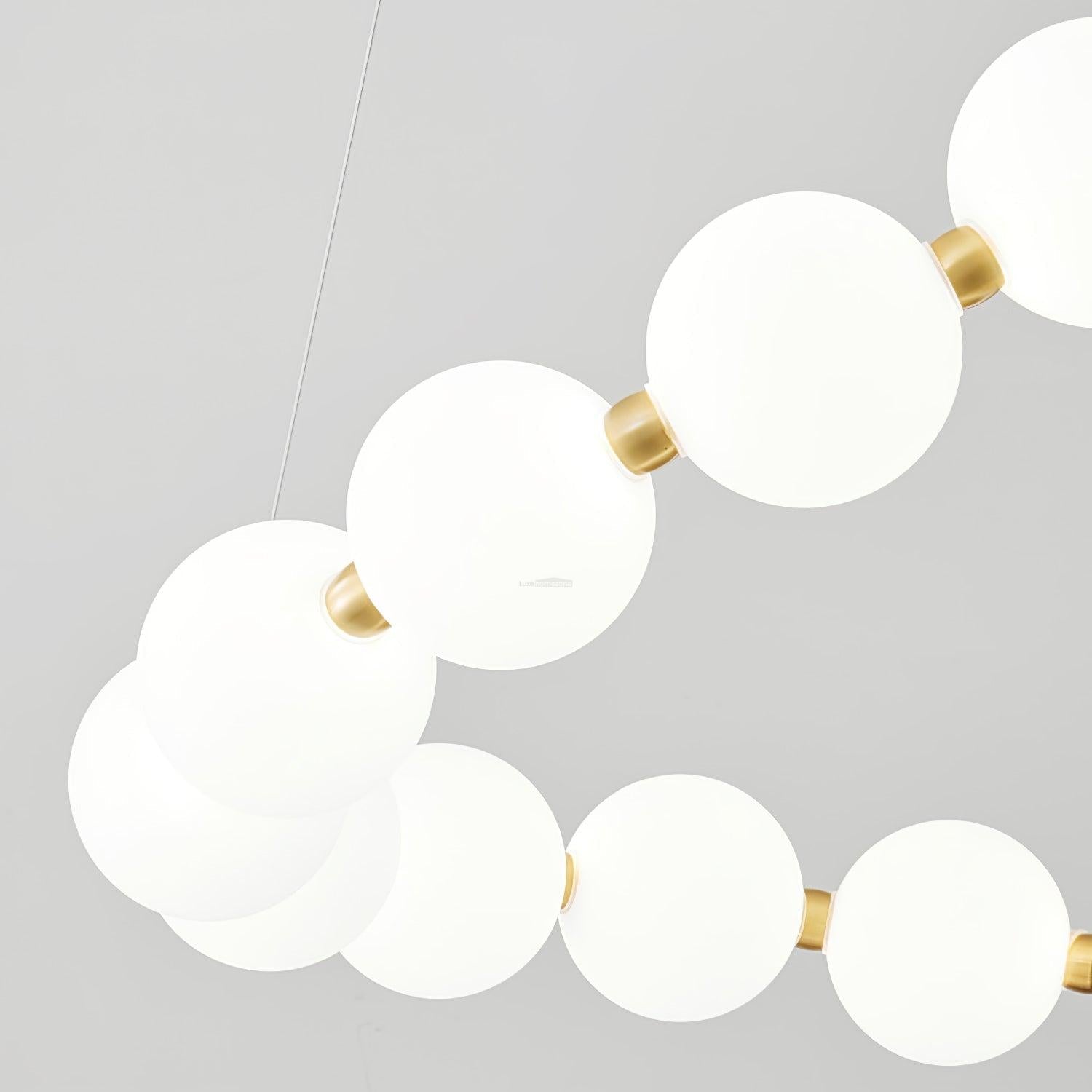 Acrylic Pearl Necklace Style Chandelier - Brass & White, Cluster-1-Luxehomezone