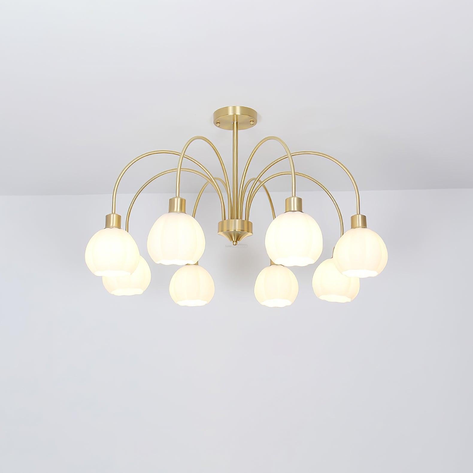 Golden Pumpkin Glass Chandelier with 3/5/6/8 heads - Bend-1-Luxehomezone