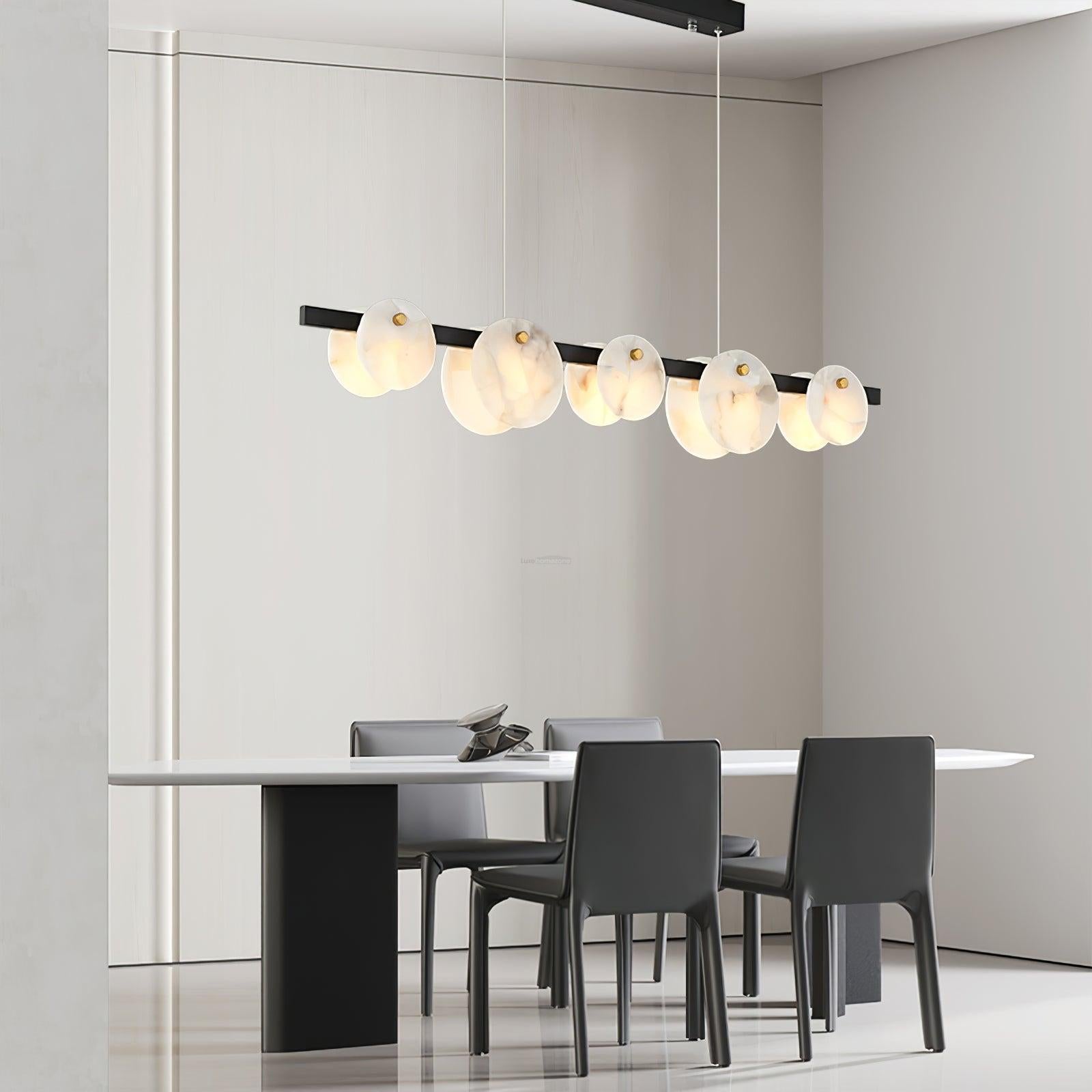 Trinidad Linear Dining Room  Alabaster Chandelier - Alabaster, Alabaster Chandelier-1-Luxehomezone