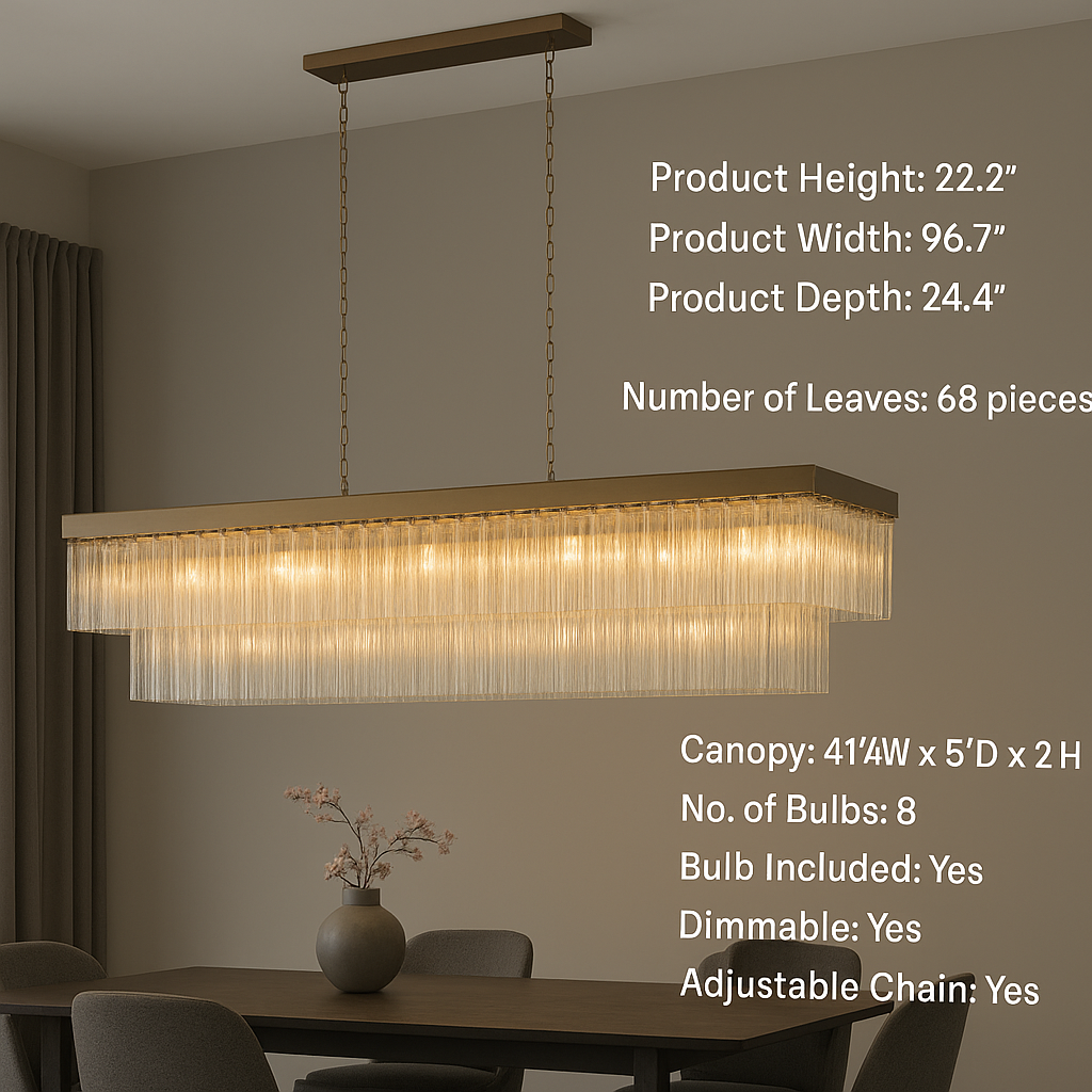 Lymington Glass Rectangular Chandelier 2 Tier