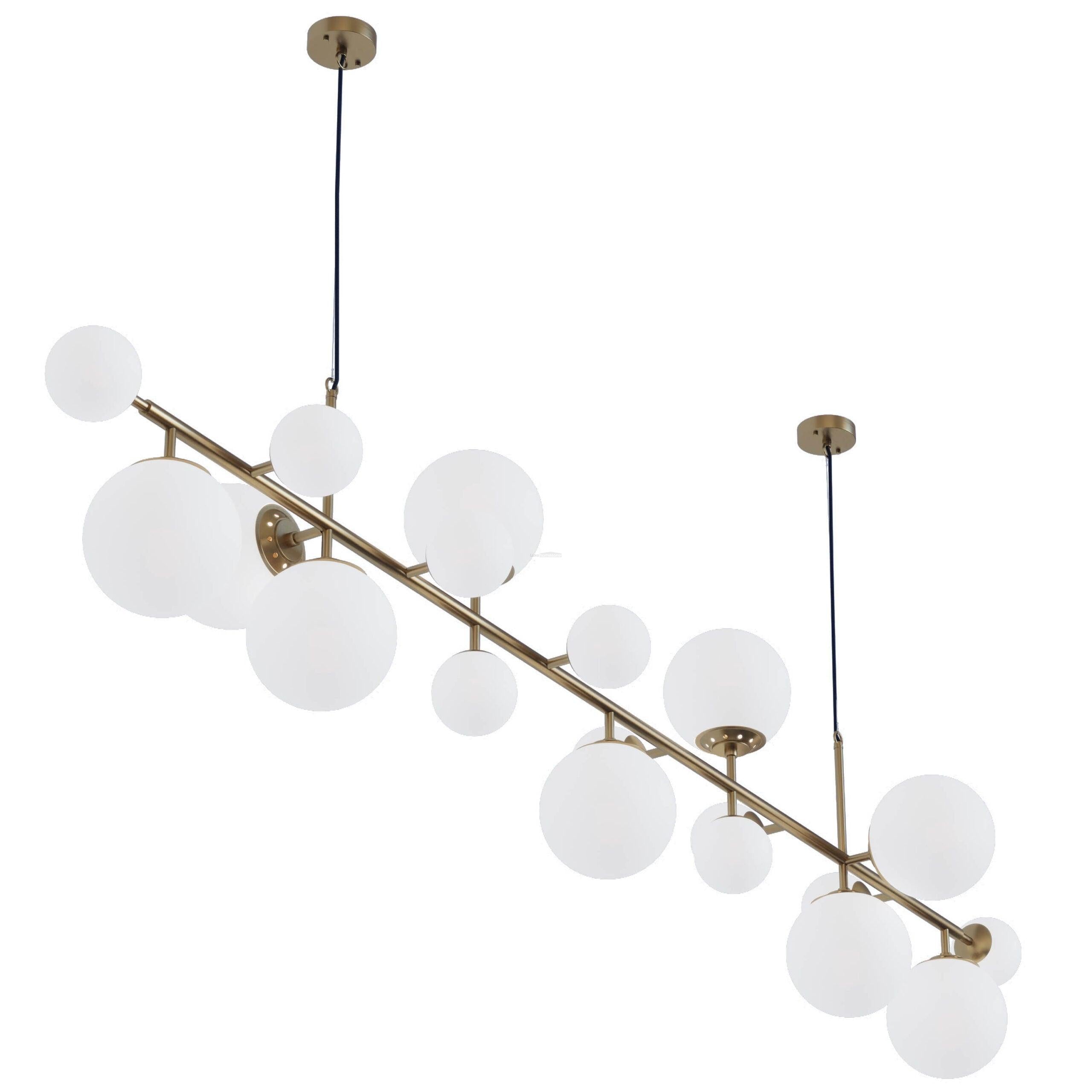 Brass Glass Globe Linear Chandelier - Hailey-1-Luxehomezone